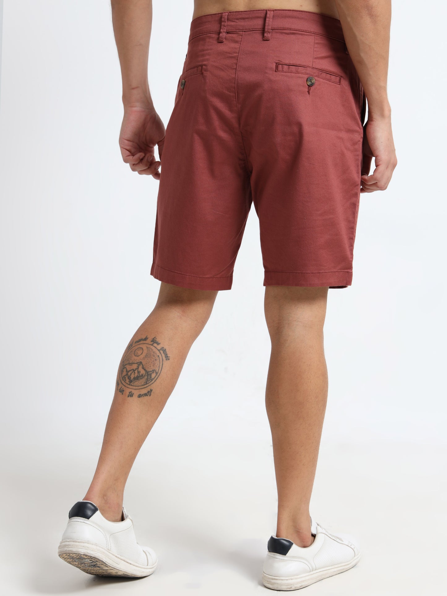 Lycra-Chinos maroon shorts