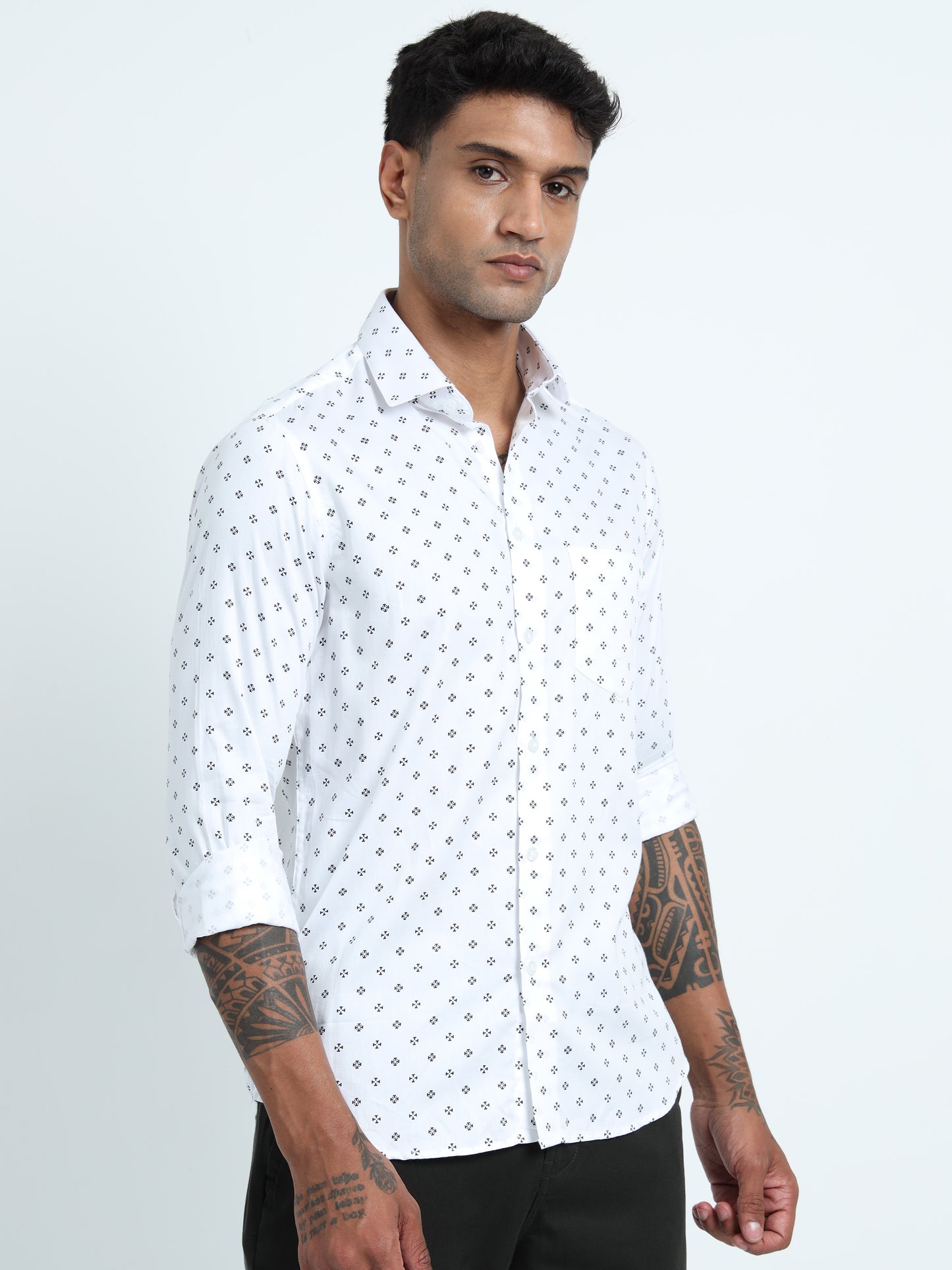 Dotted White Printed Shirt