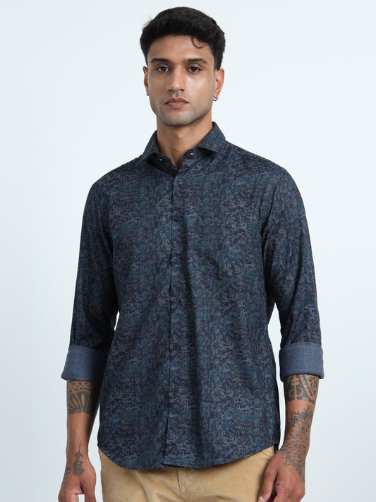 Blue Paisley Printed Shirt