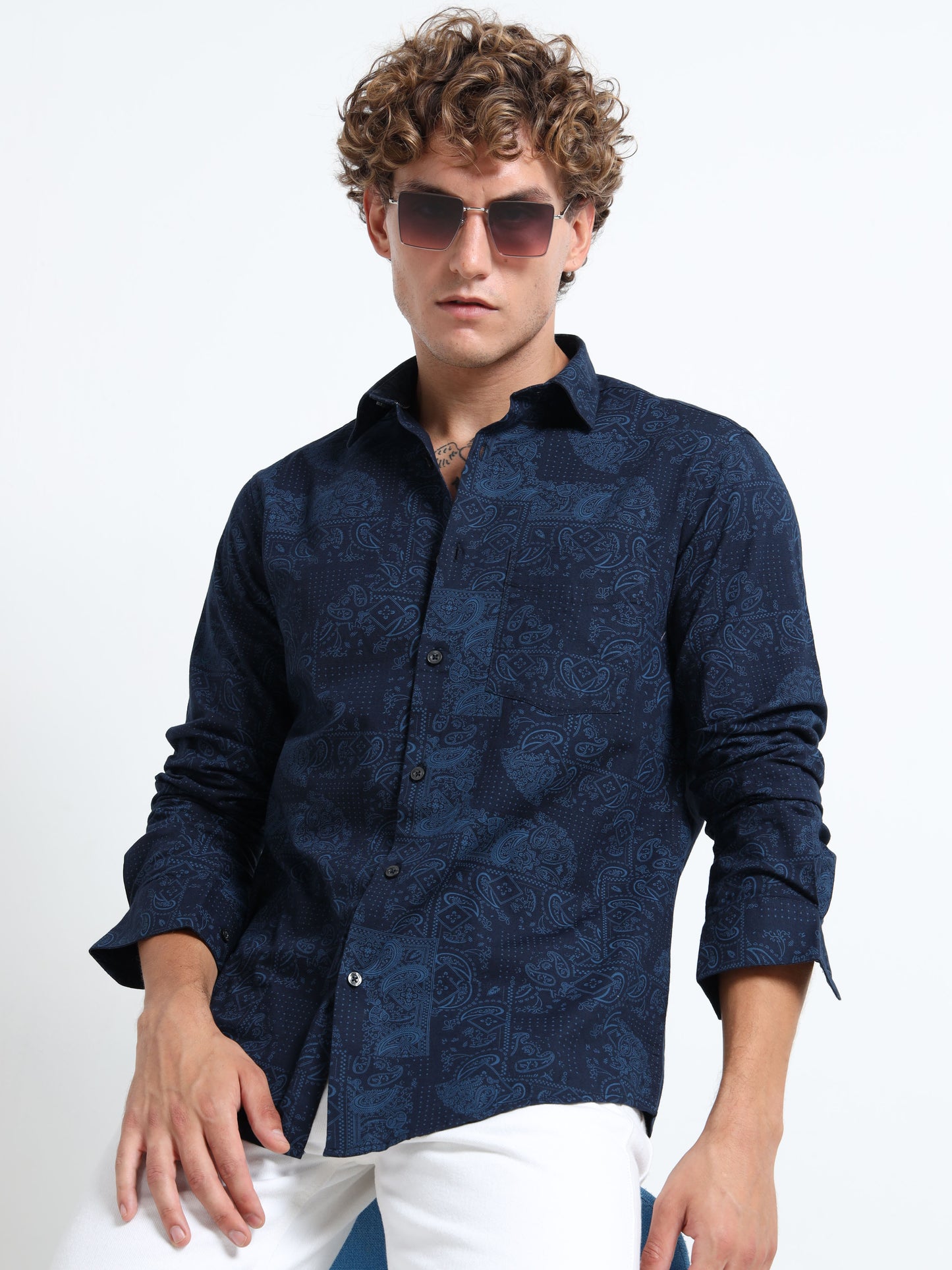 Dark blue Air-supply printed shirt