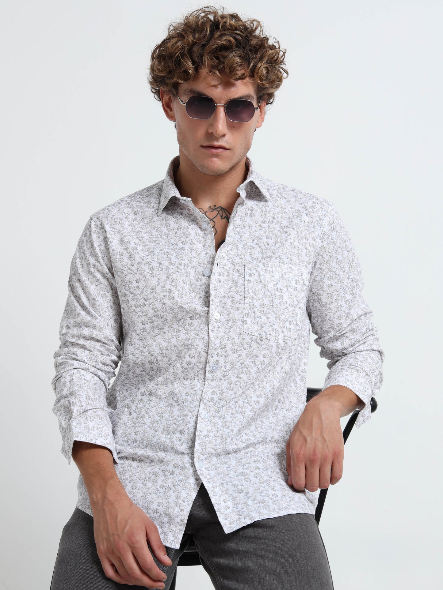 Light grey Air-supply printed shirt