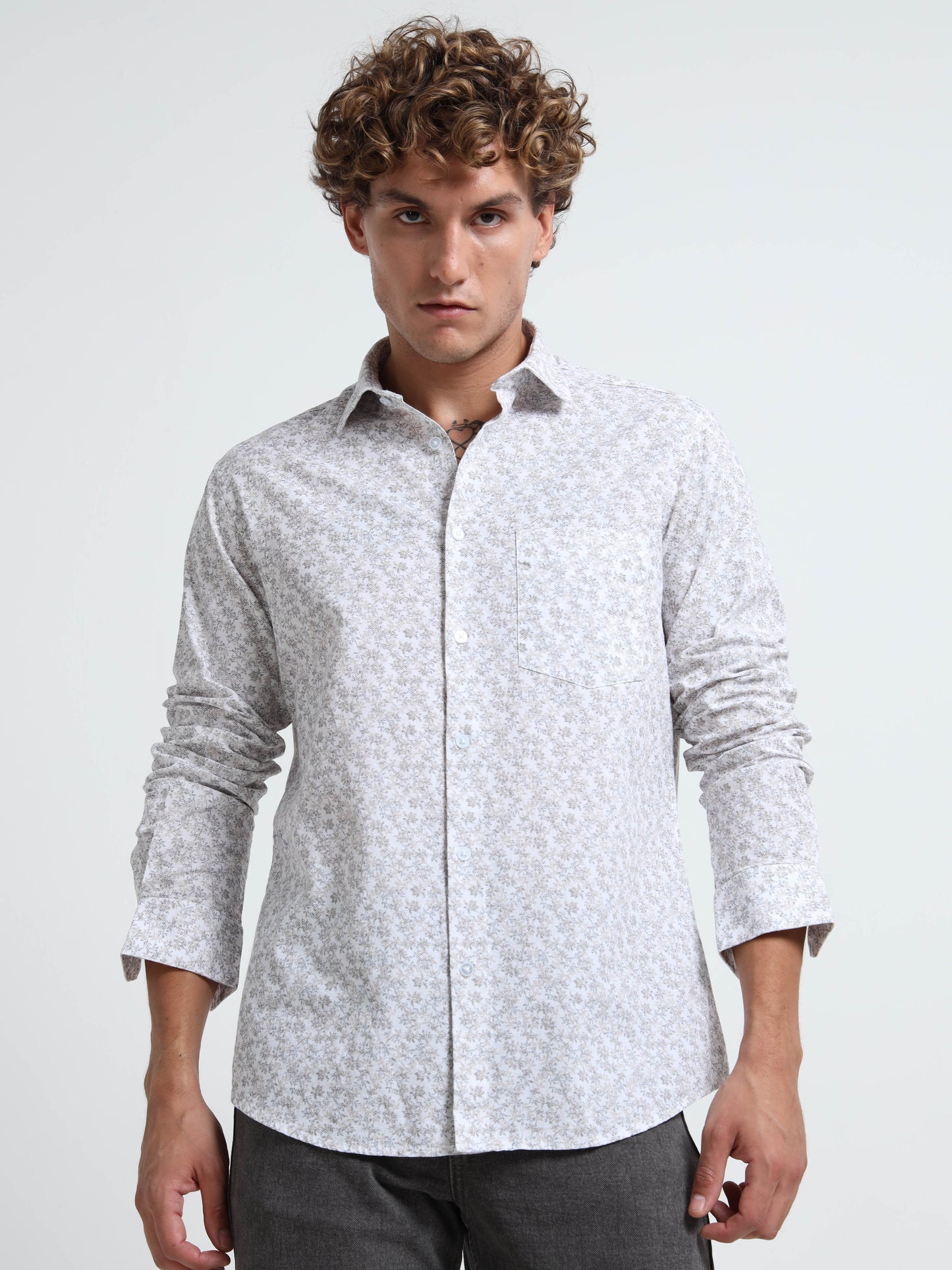 Light grey Air-supply printed shirt