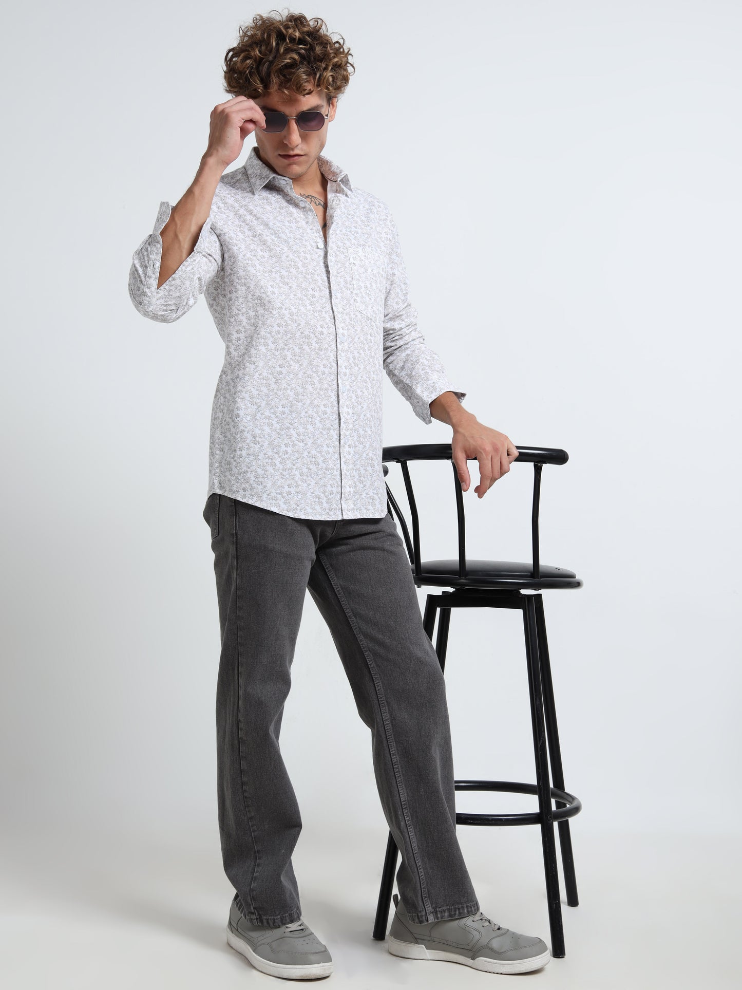 Light grey Air-supply printed shirt