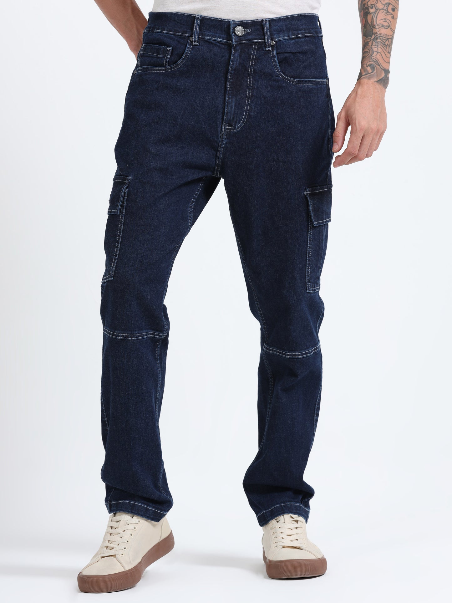 Light Fade Stretchable Cargo Jeans