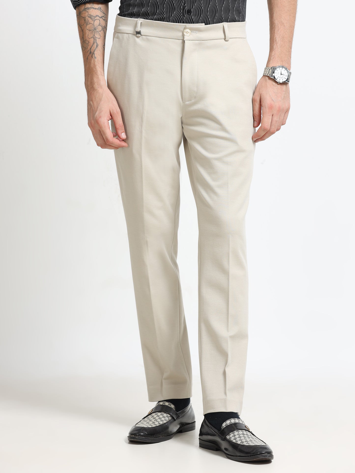 Ivory Tailored Formal Trousers