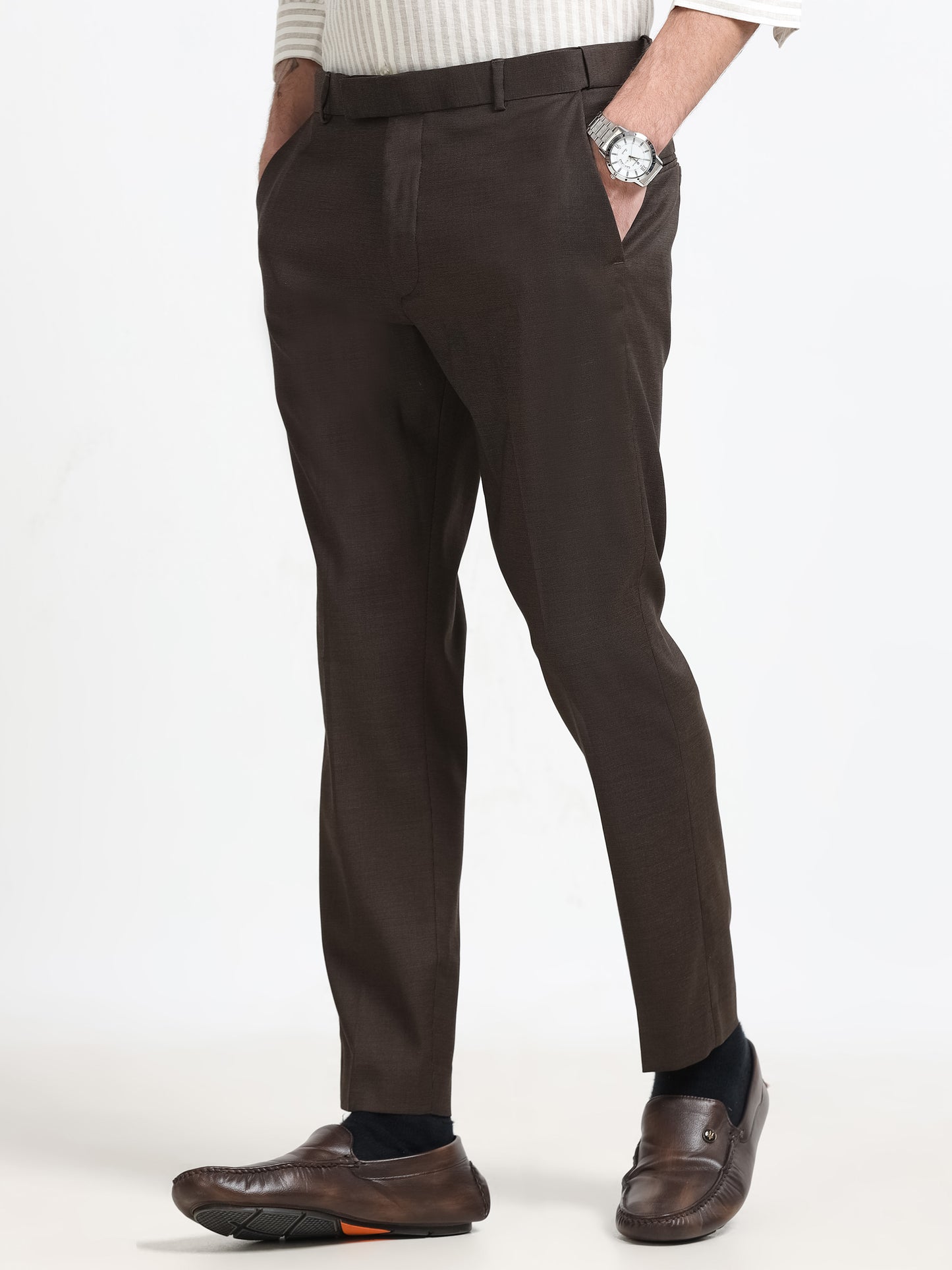 Espresso Brown Tailored Formal Trousers