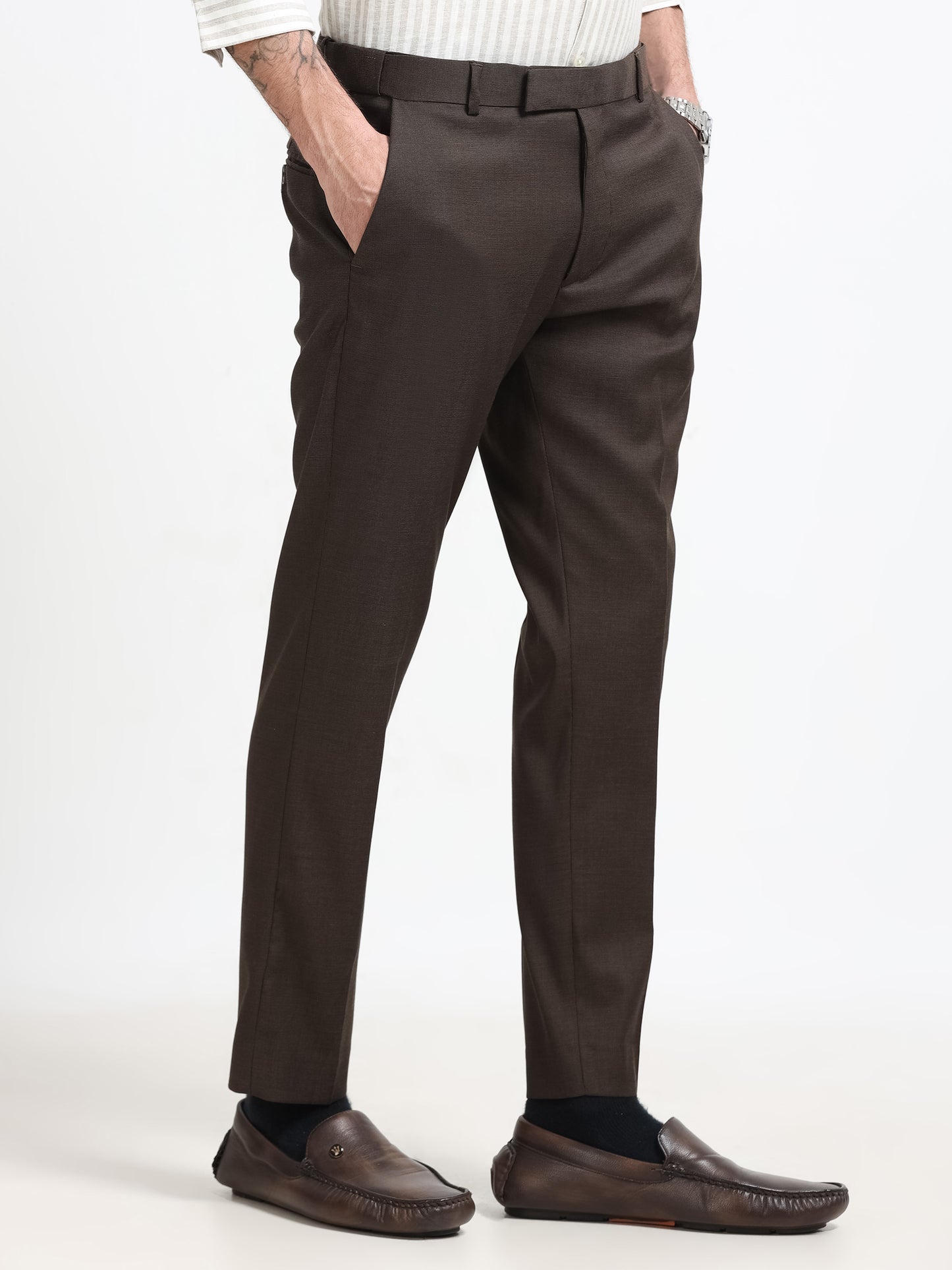 Espresso Brown Tailored Formal Trousers