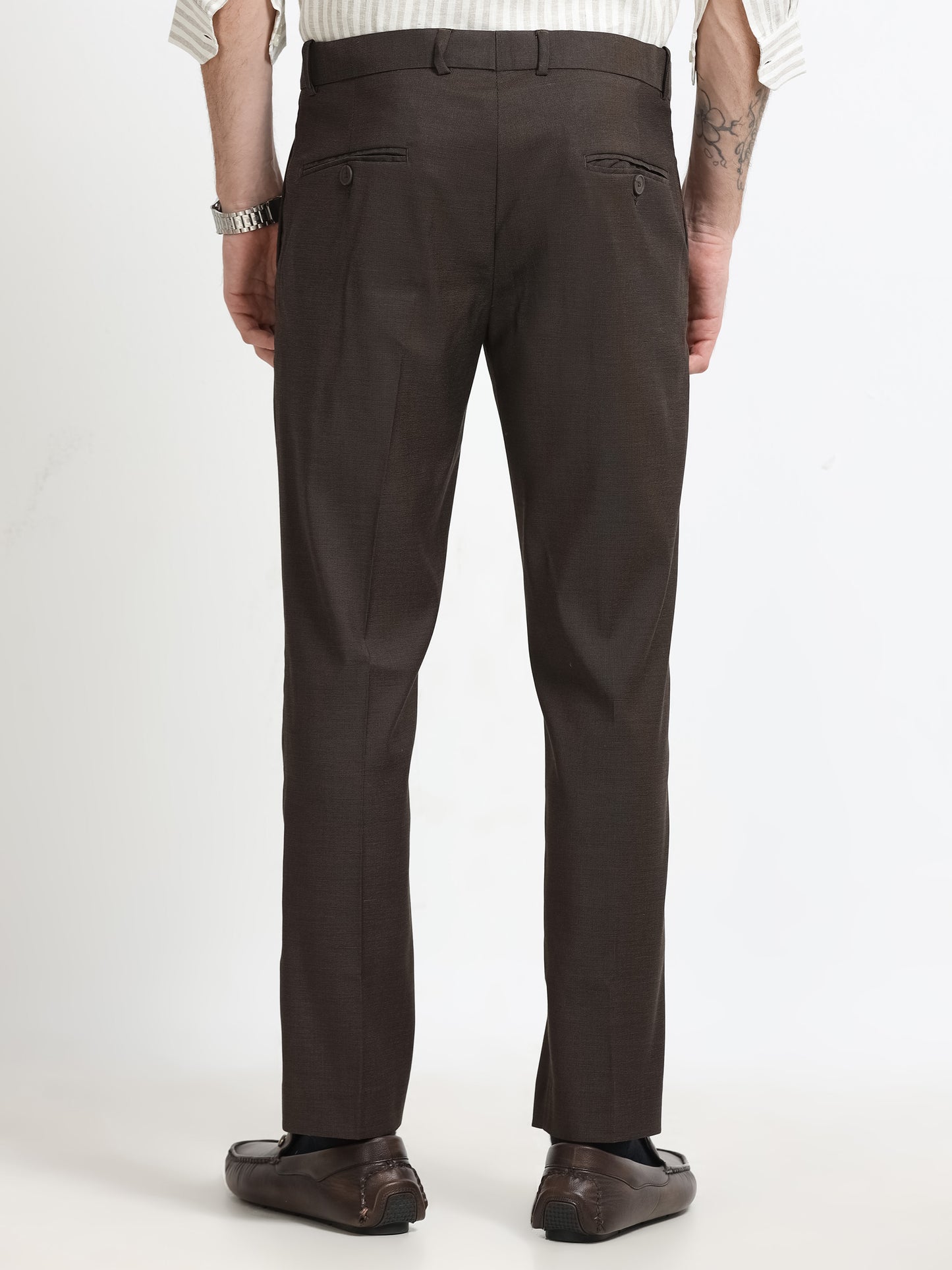 Espresso Brown Tailored Formal Trousers
