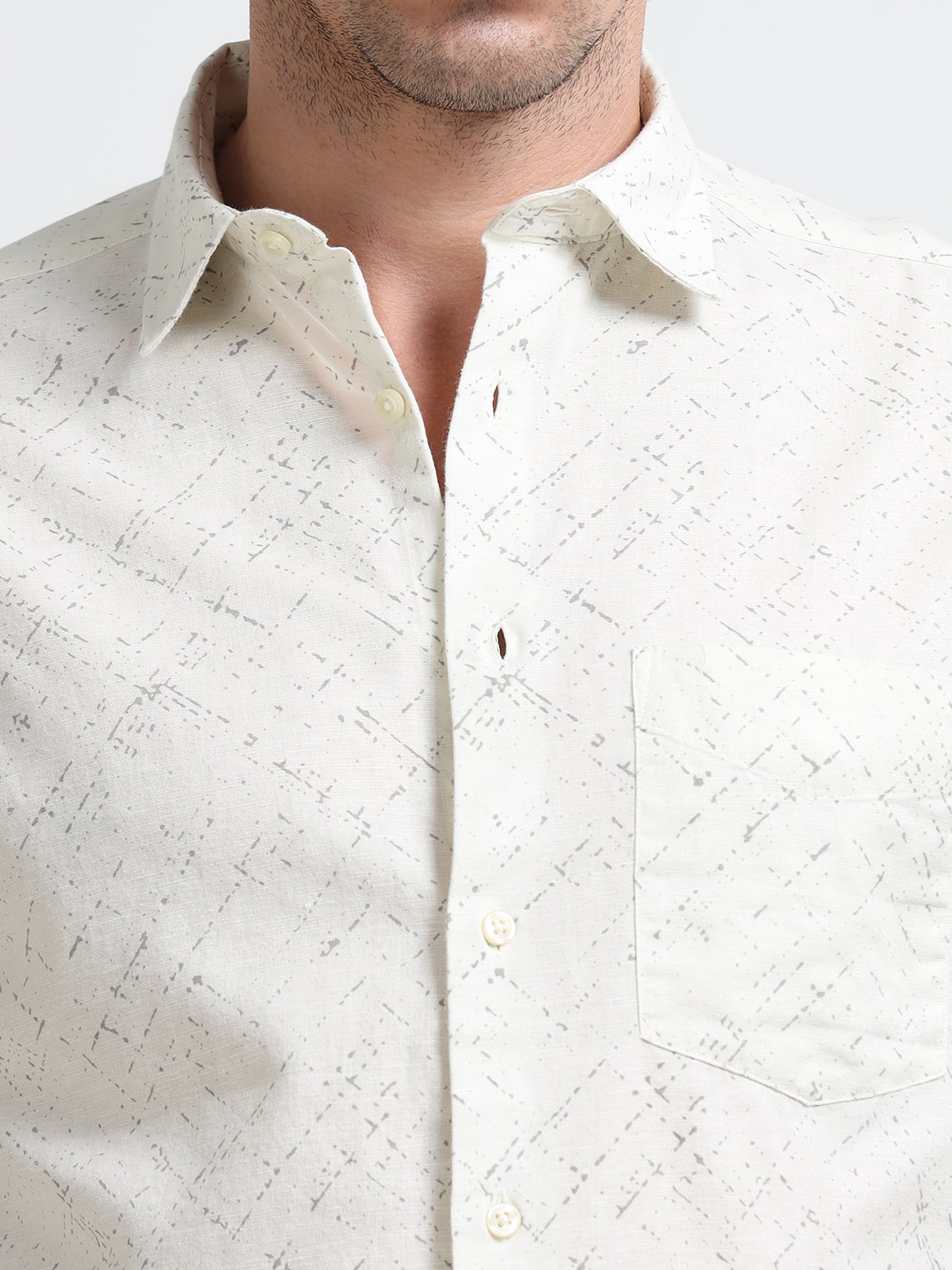Sandstone Textured Linen Blend Shirt