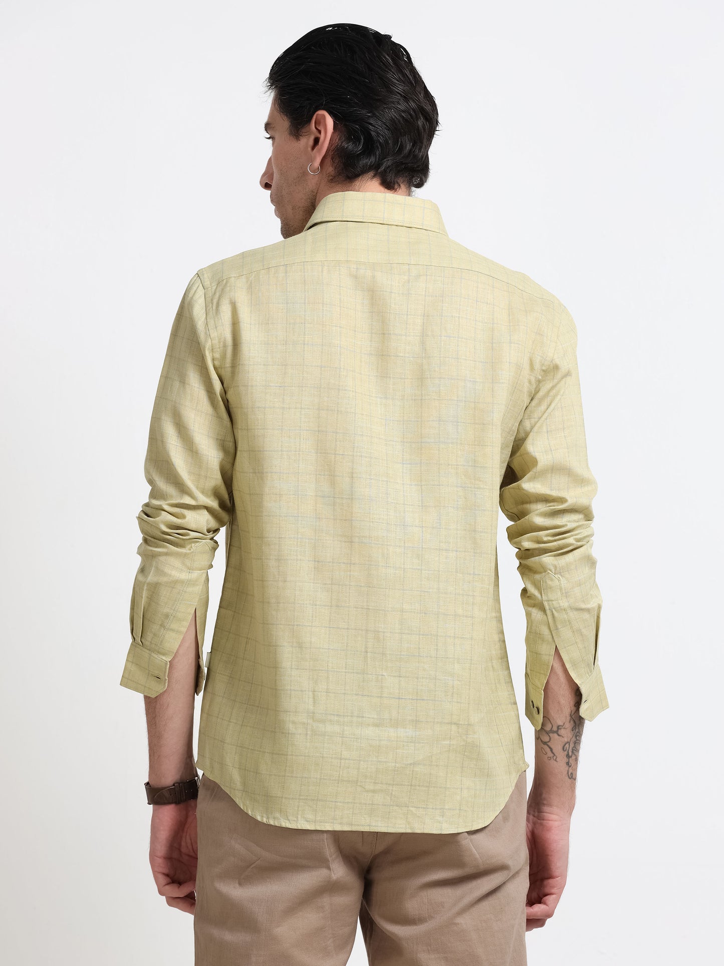 Olive Mist Linen Check Shirt