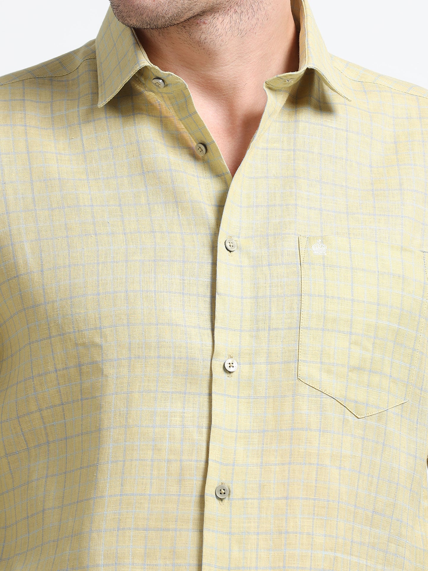 Olive Mist Linen Check Shirt
