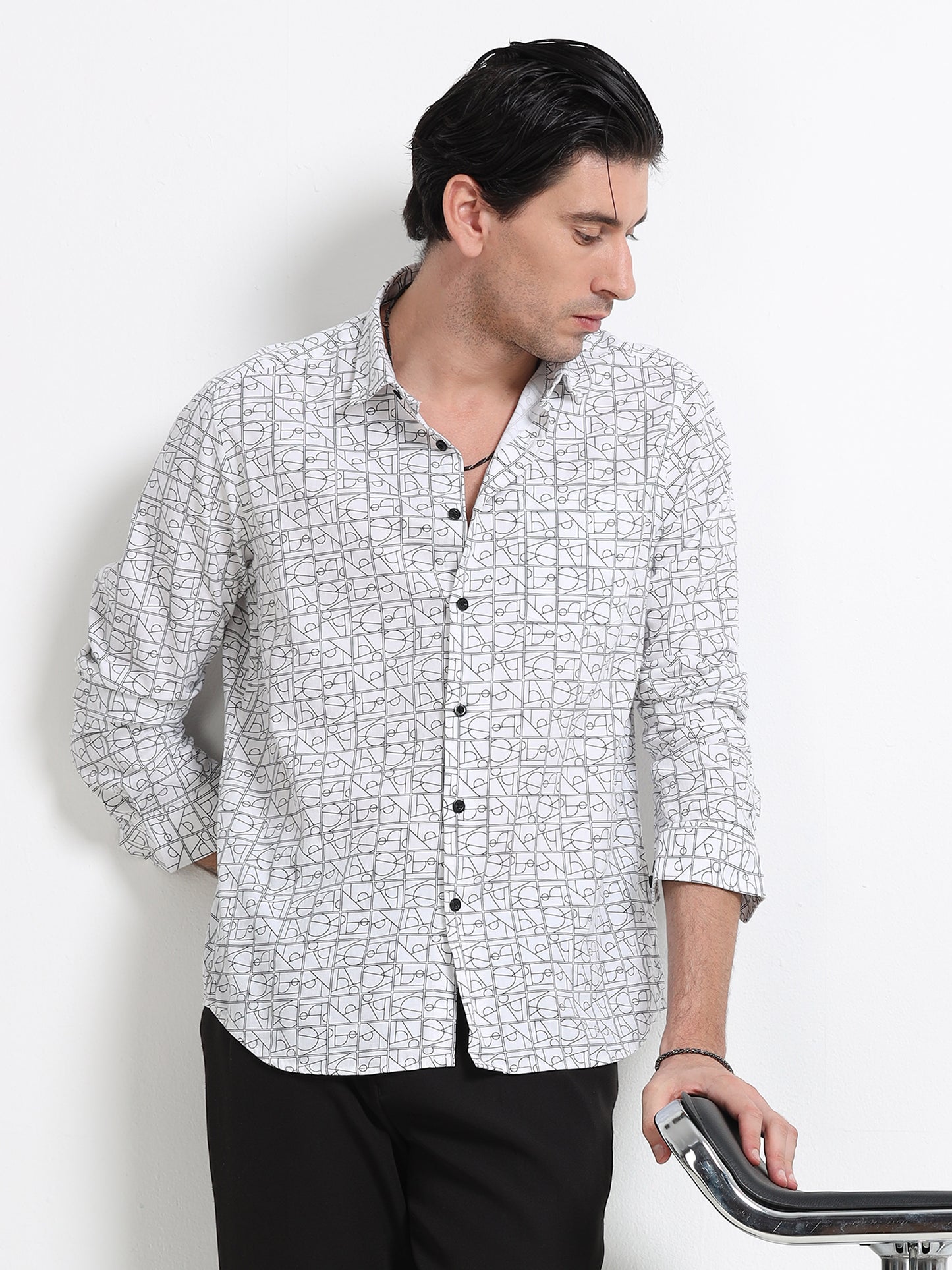 Ivory Gridline Printed Shirt