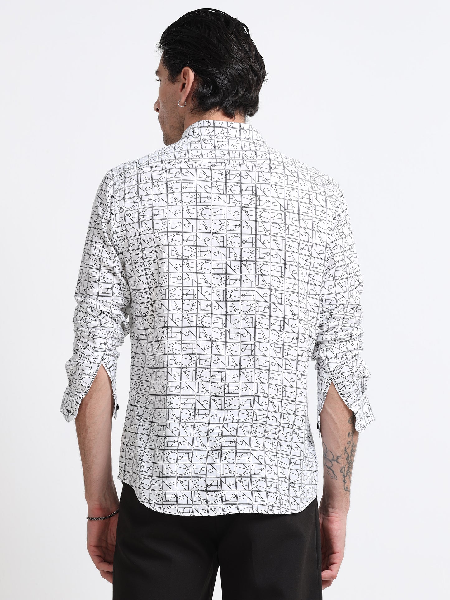 Ivory Gridline Printed Shirt