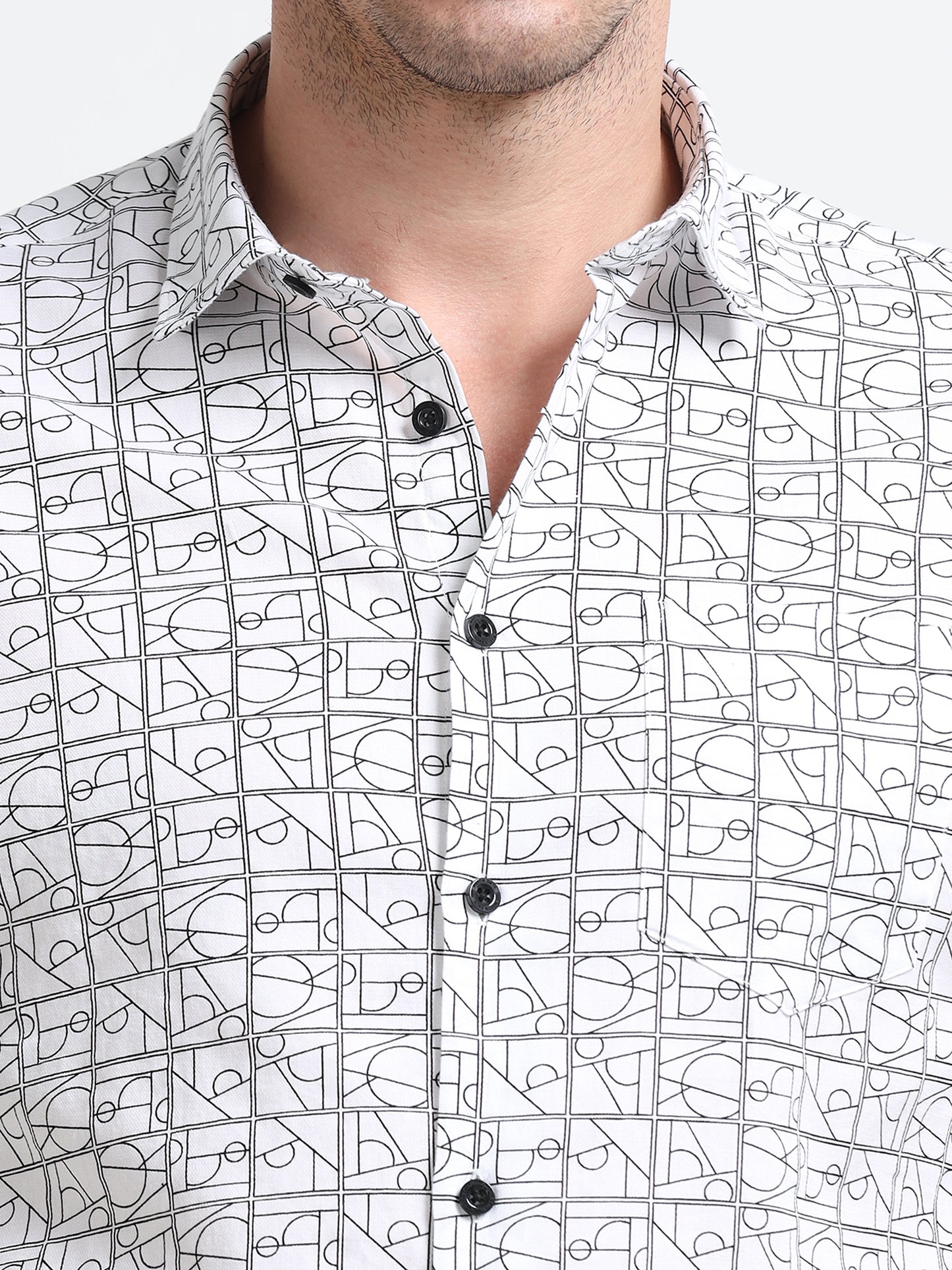 Ivory Gridline Printed Shirt