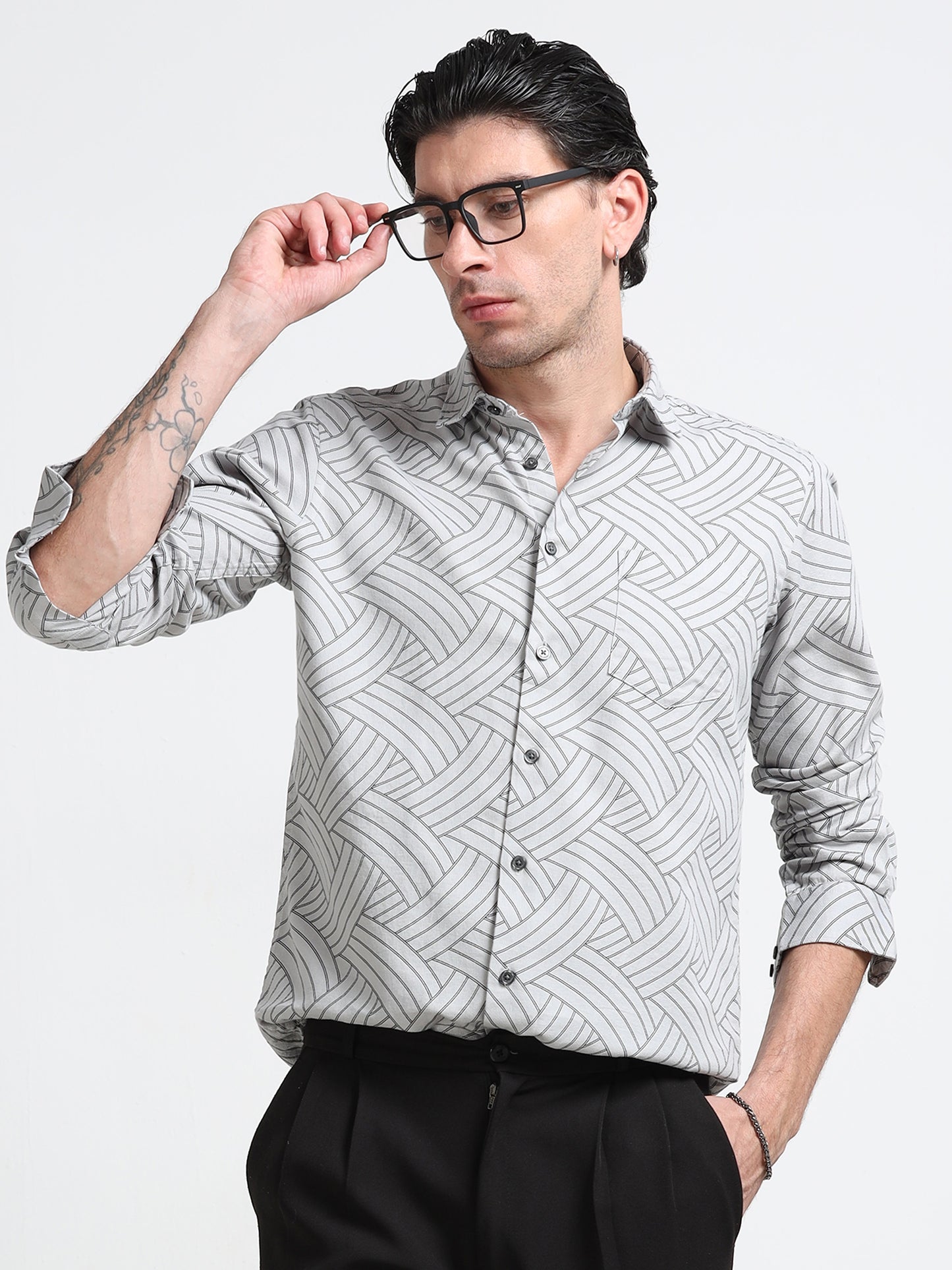 Silver Weave Printed Shirt