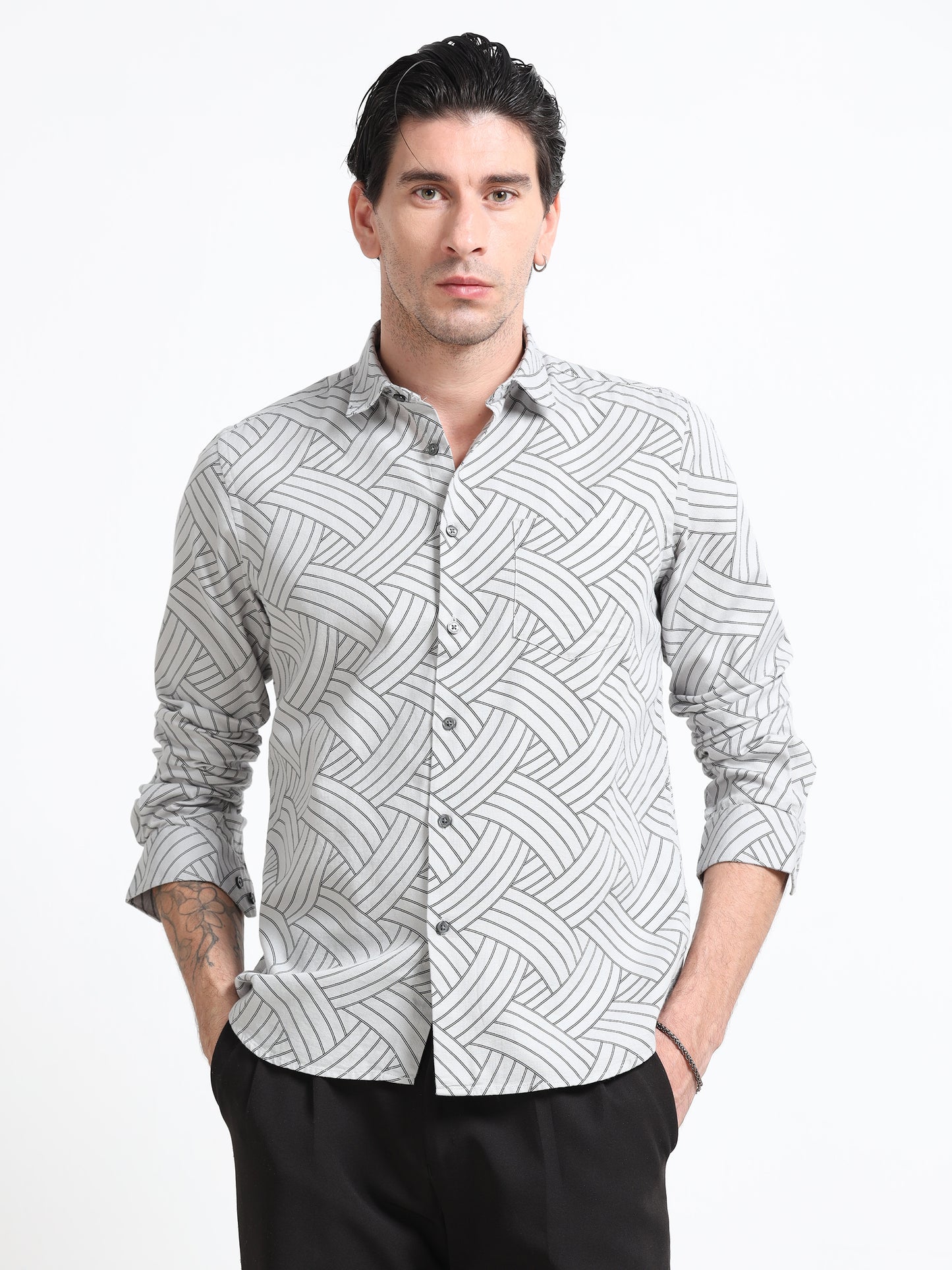 Silver Weave Printed Shirt