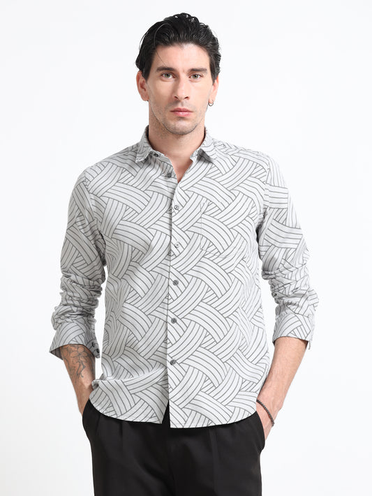 Silver Weave Printed Shirt