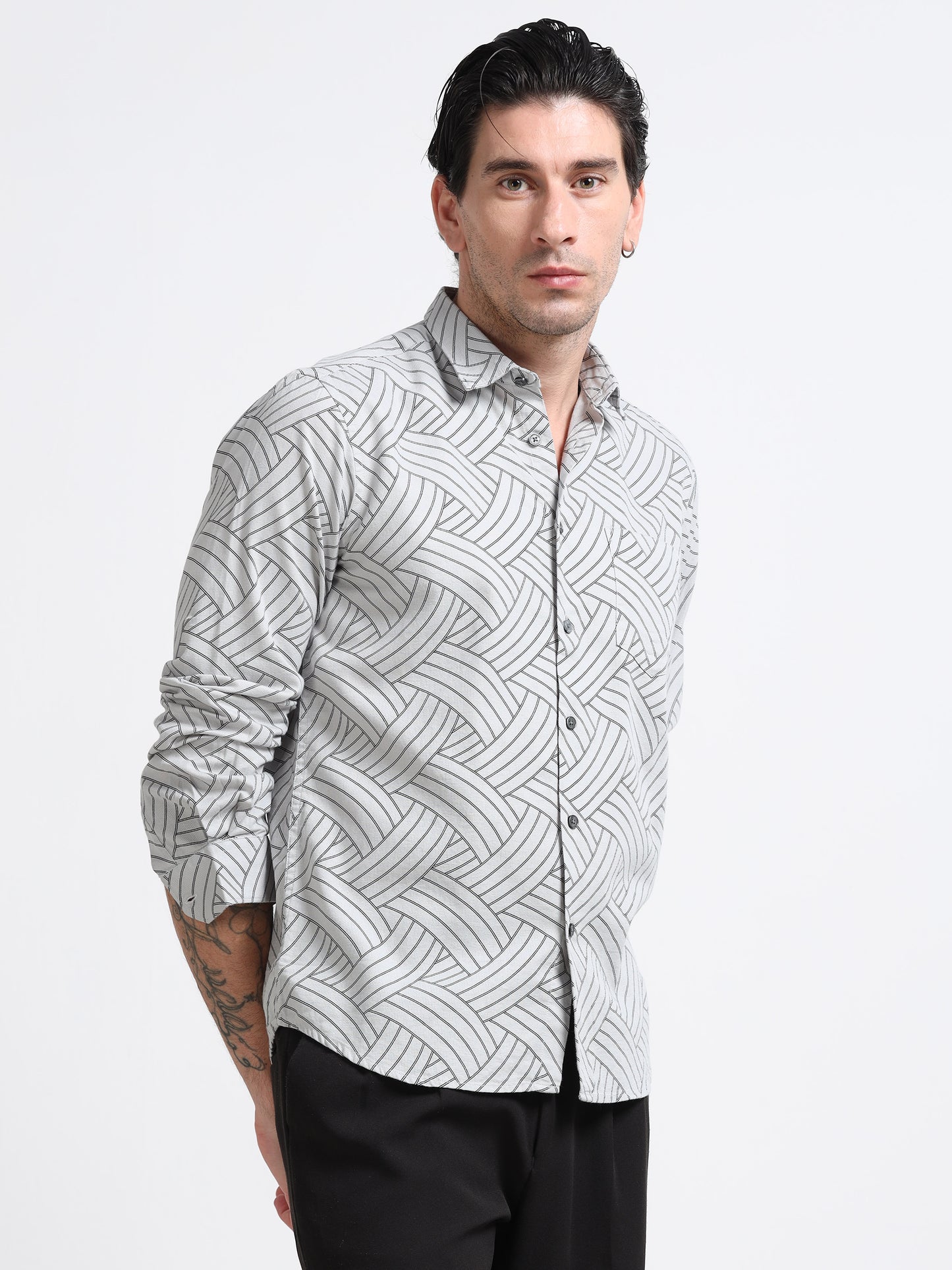 Silver Weave Printed Shirt