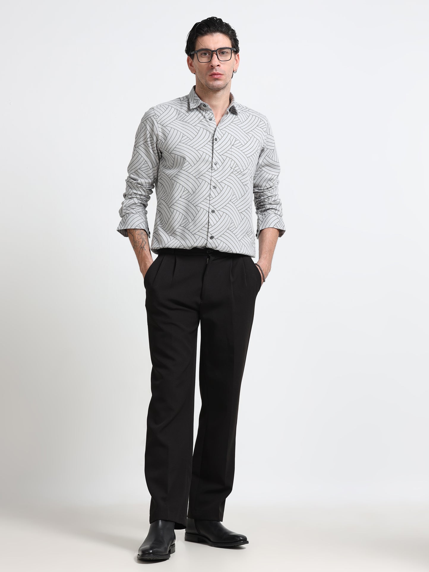 Silver Weave Printed Shirt
