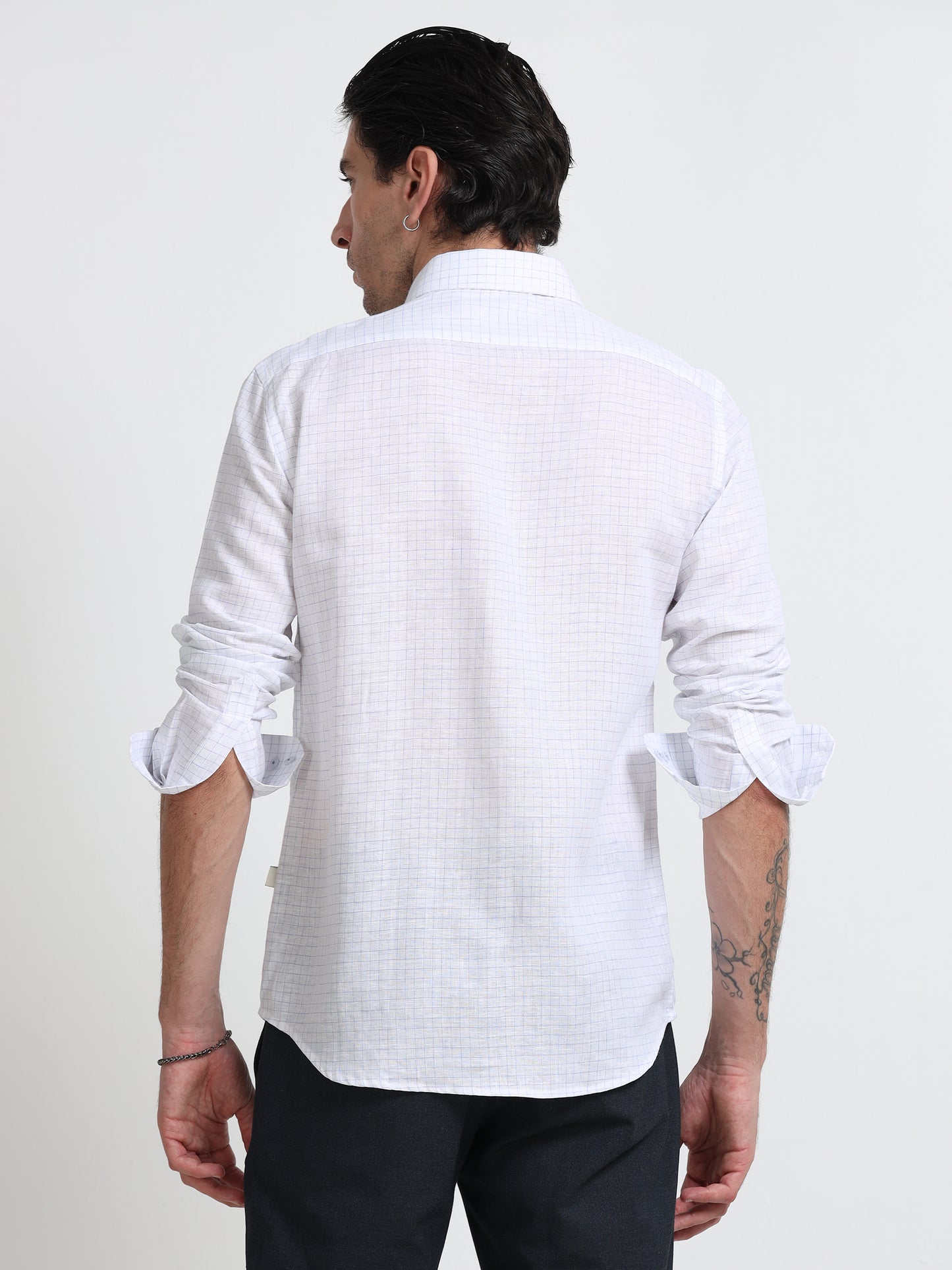 Arctic White Linen Check Shirt
