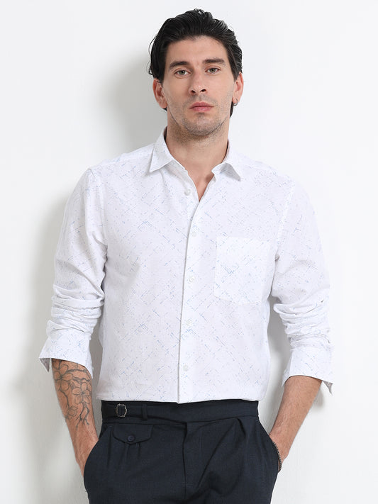 Ivory Textured Linen Blend Shirt