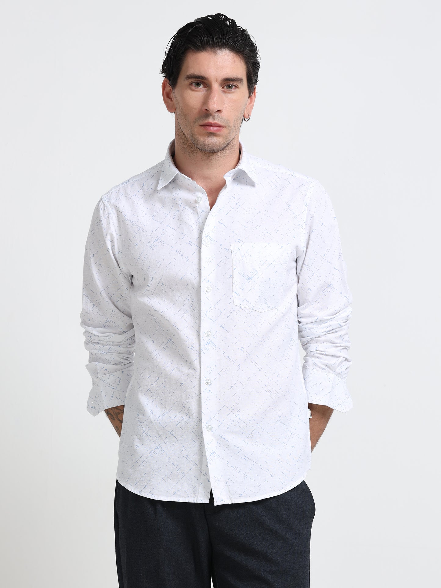 Ivory Textured Linen Blend Shirt