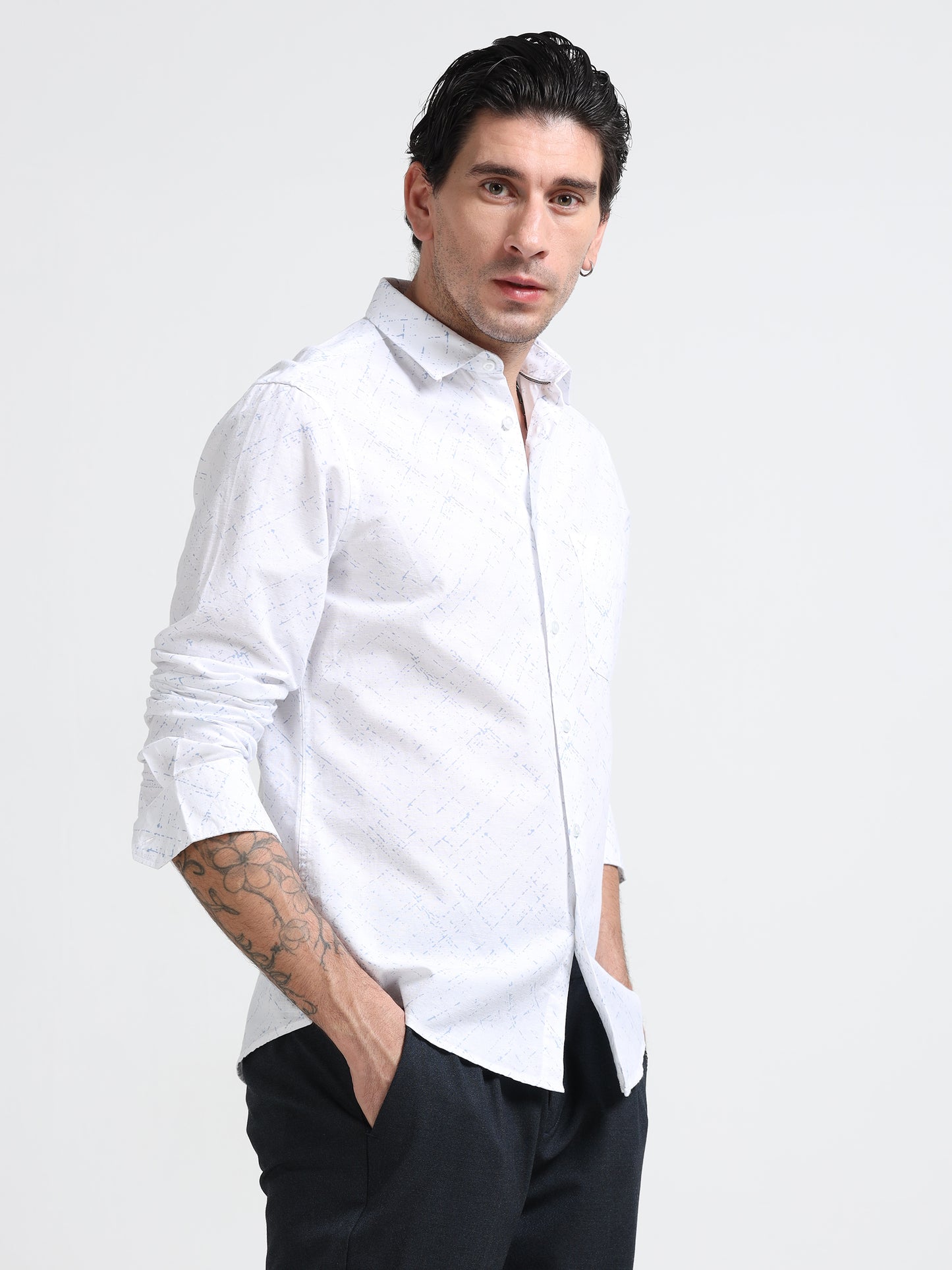 Ivory Textured Linen Blend Shirt
