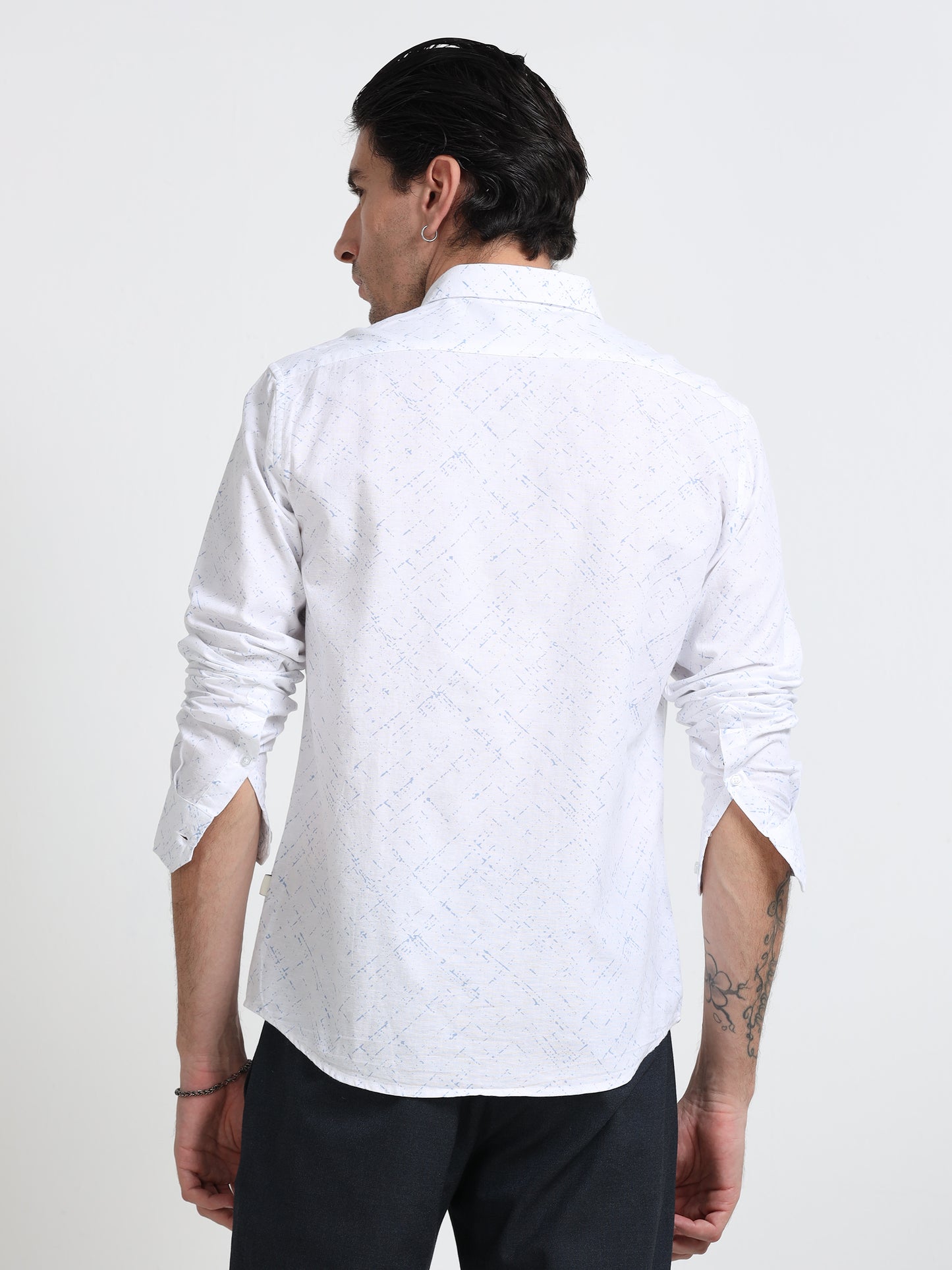 Ivory Textured Linen Blend Shirt