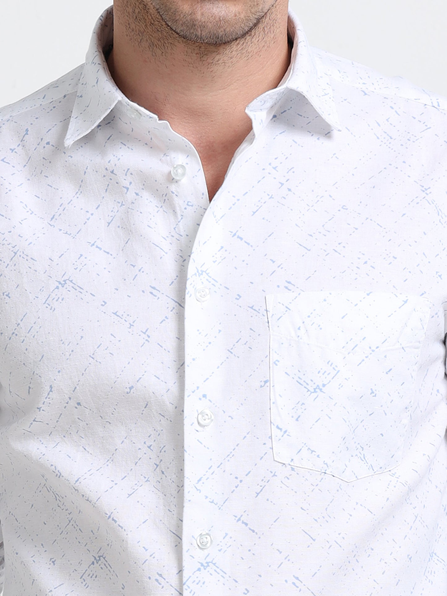 Ivory Textured Linen Blend Shirt