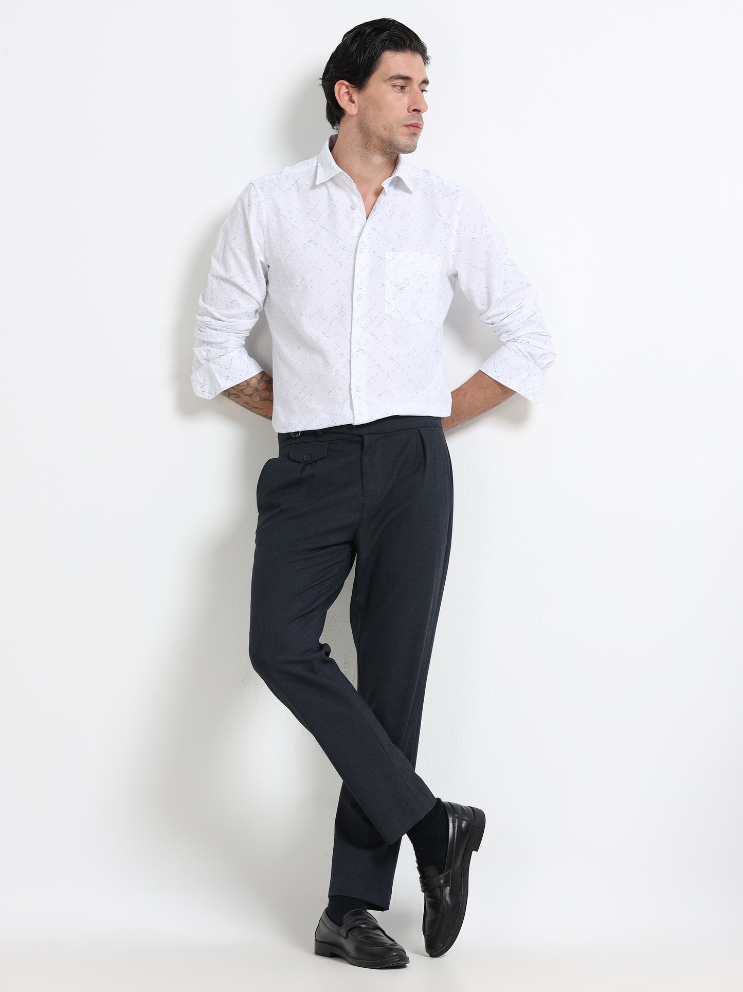 Ivory Textured Linen Blend Shirt