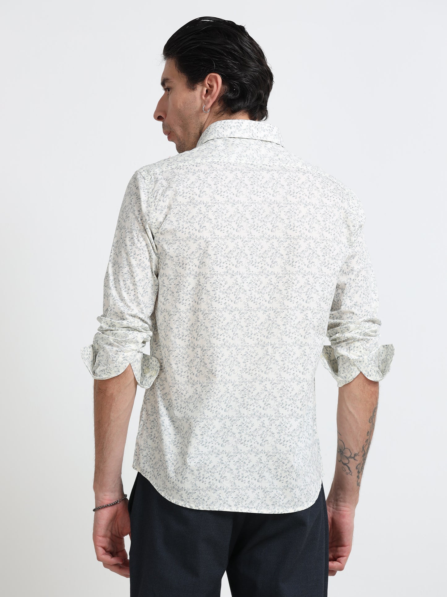 Sage Floral Print Linen Blend Shirt