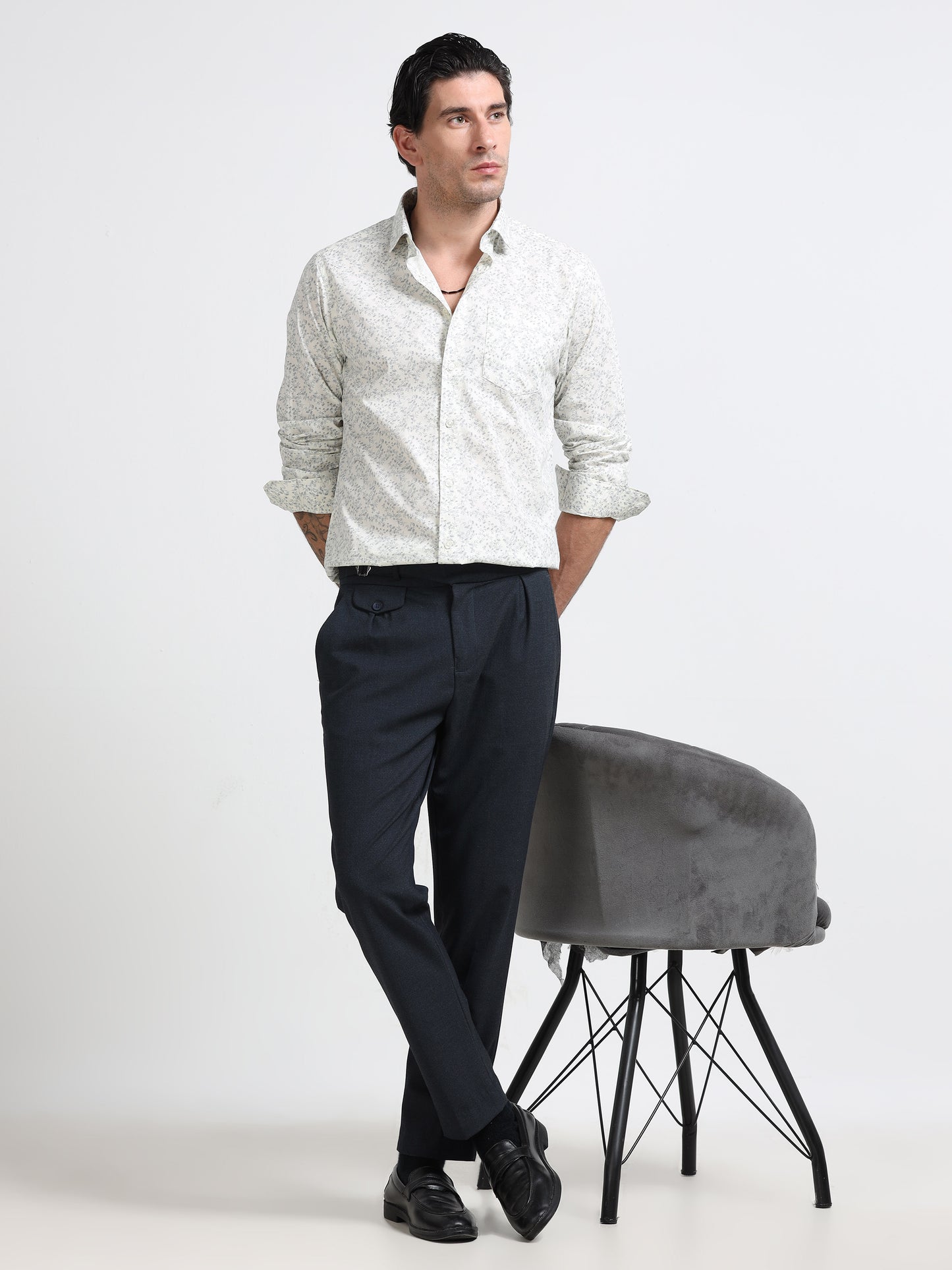 Sage Floral Print Linen Blend Shirt