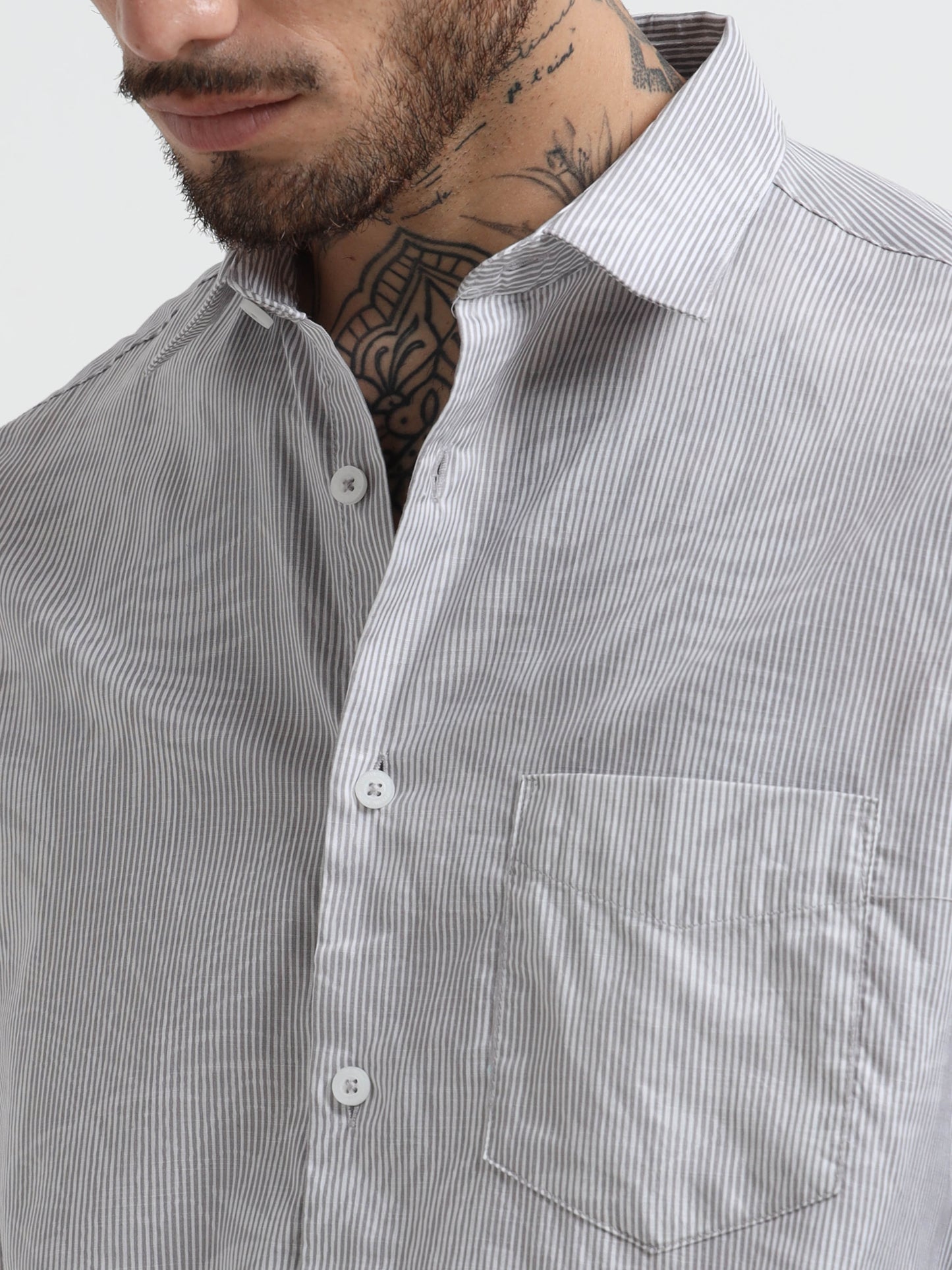 Martin Smith Light Grey Pinstriped Shirt