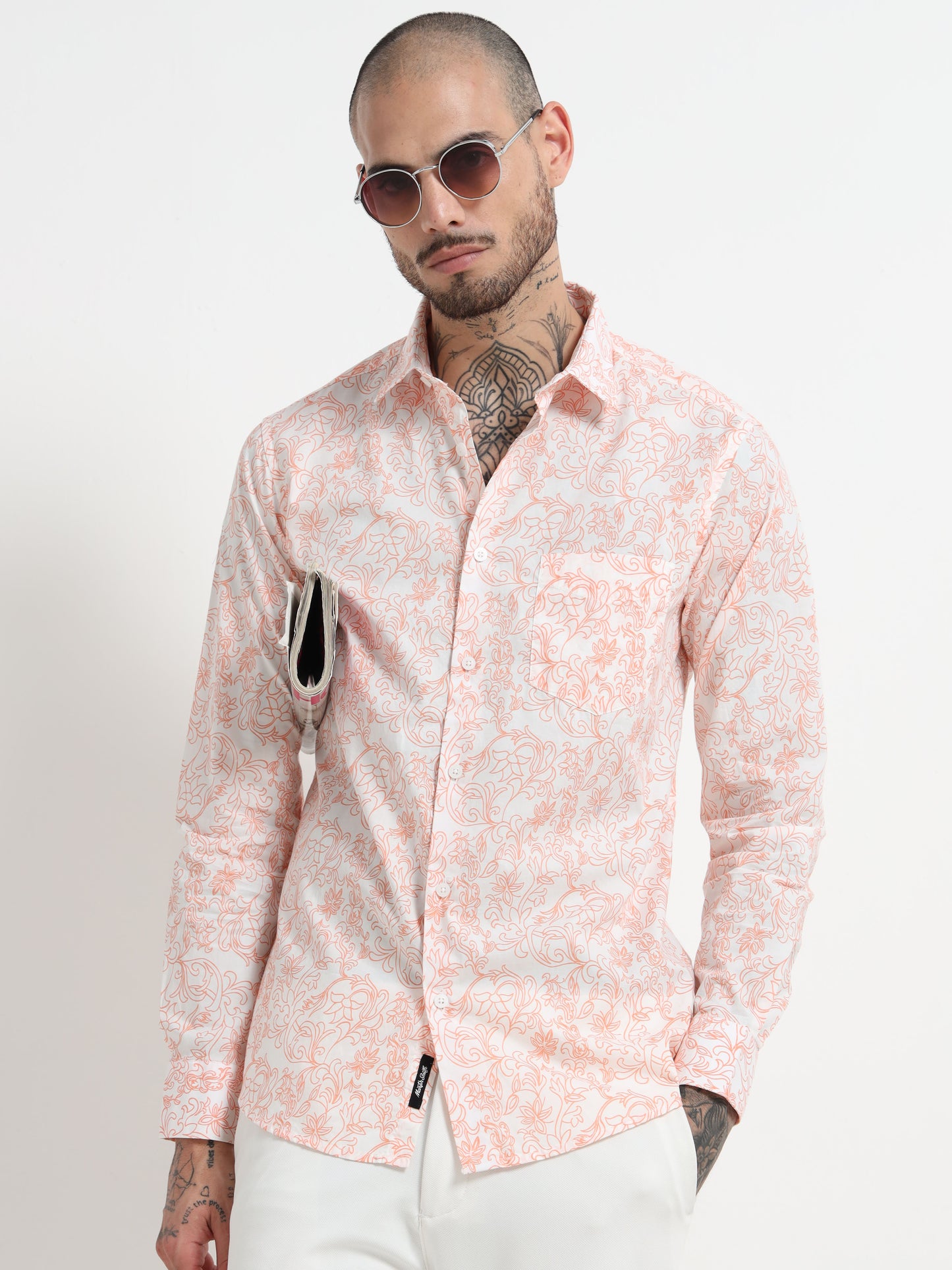 Martin Smith Peach & White Floral Shirt