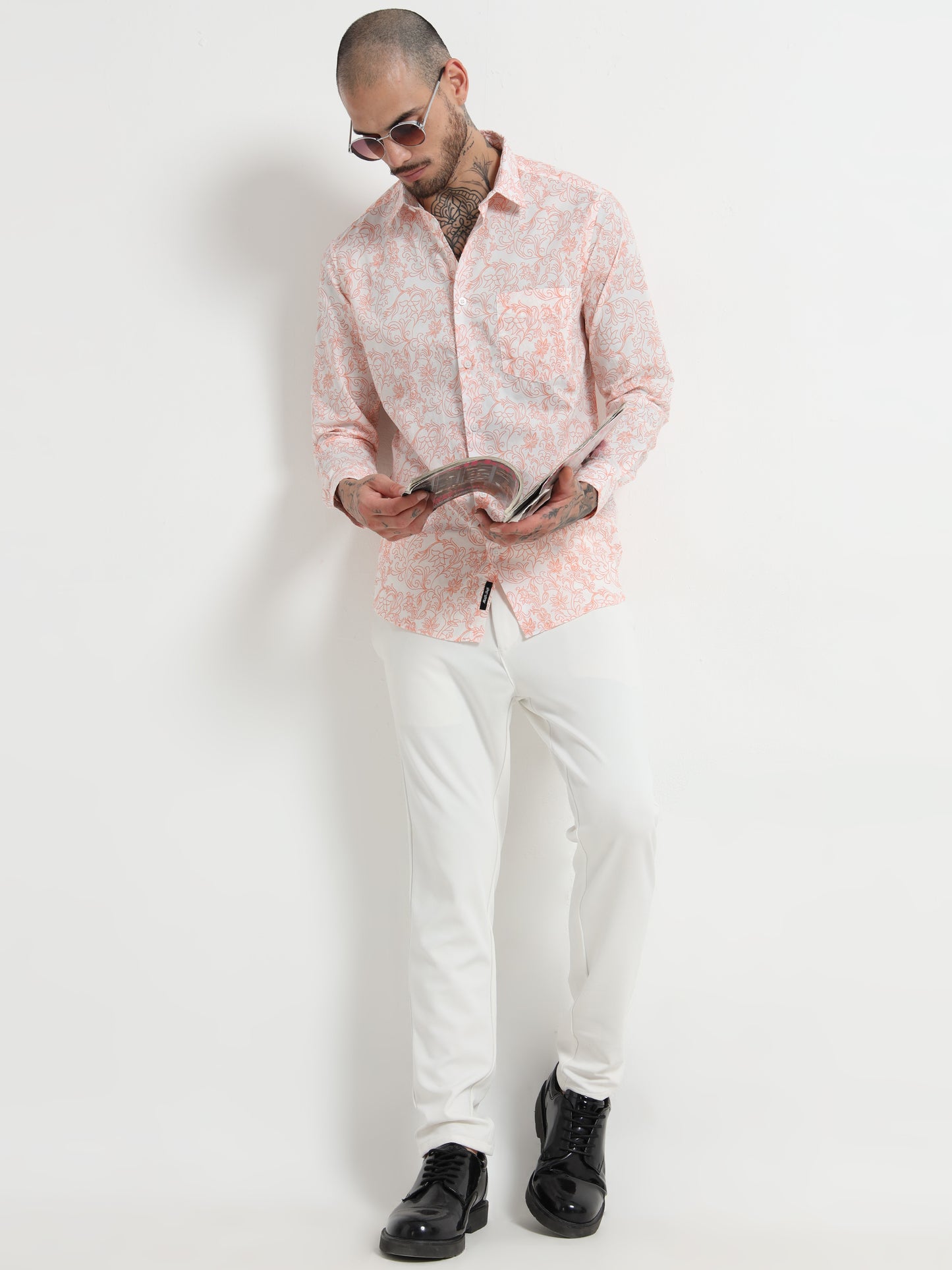 Martin Smith Peach & White Floral Shirt