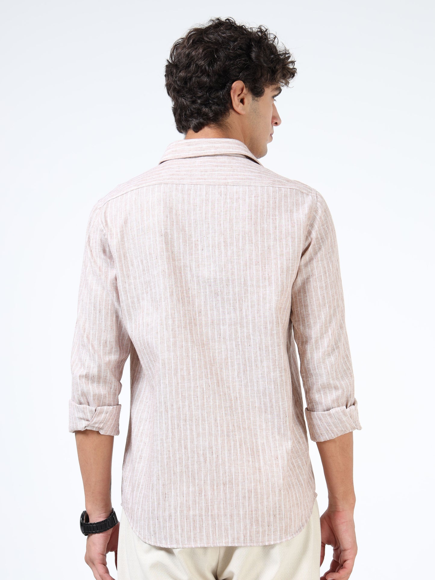 Cream Striped Linen Shirt