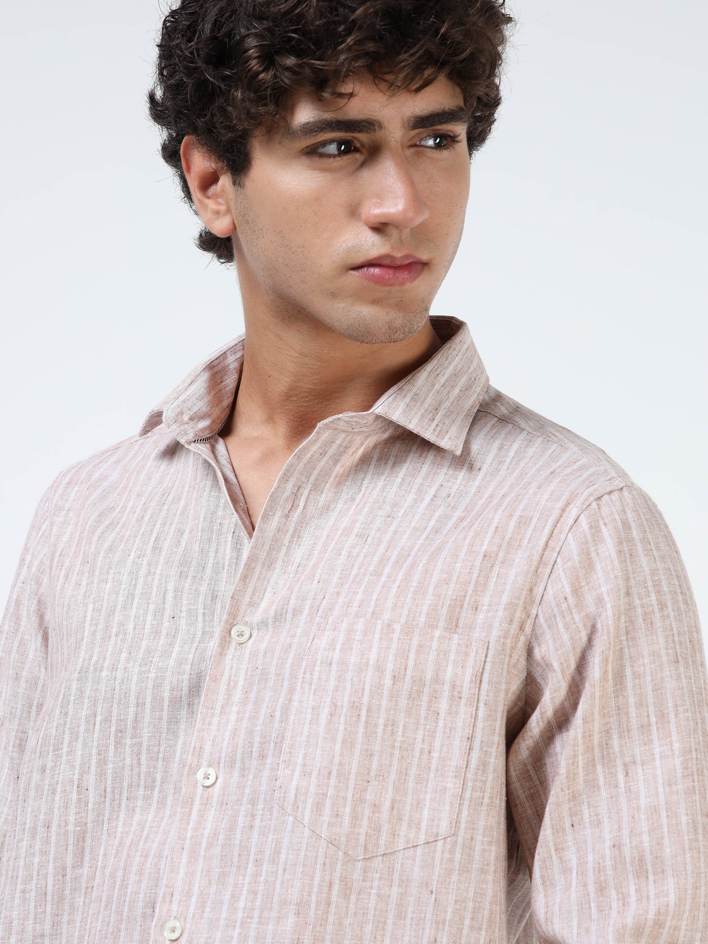 Cream Striped Linen Shirt