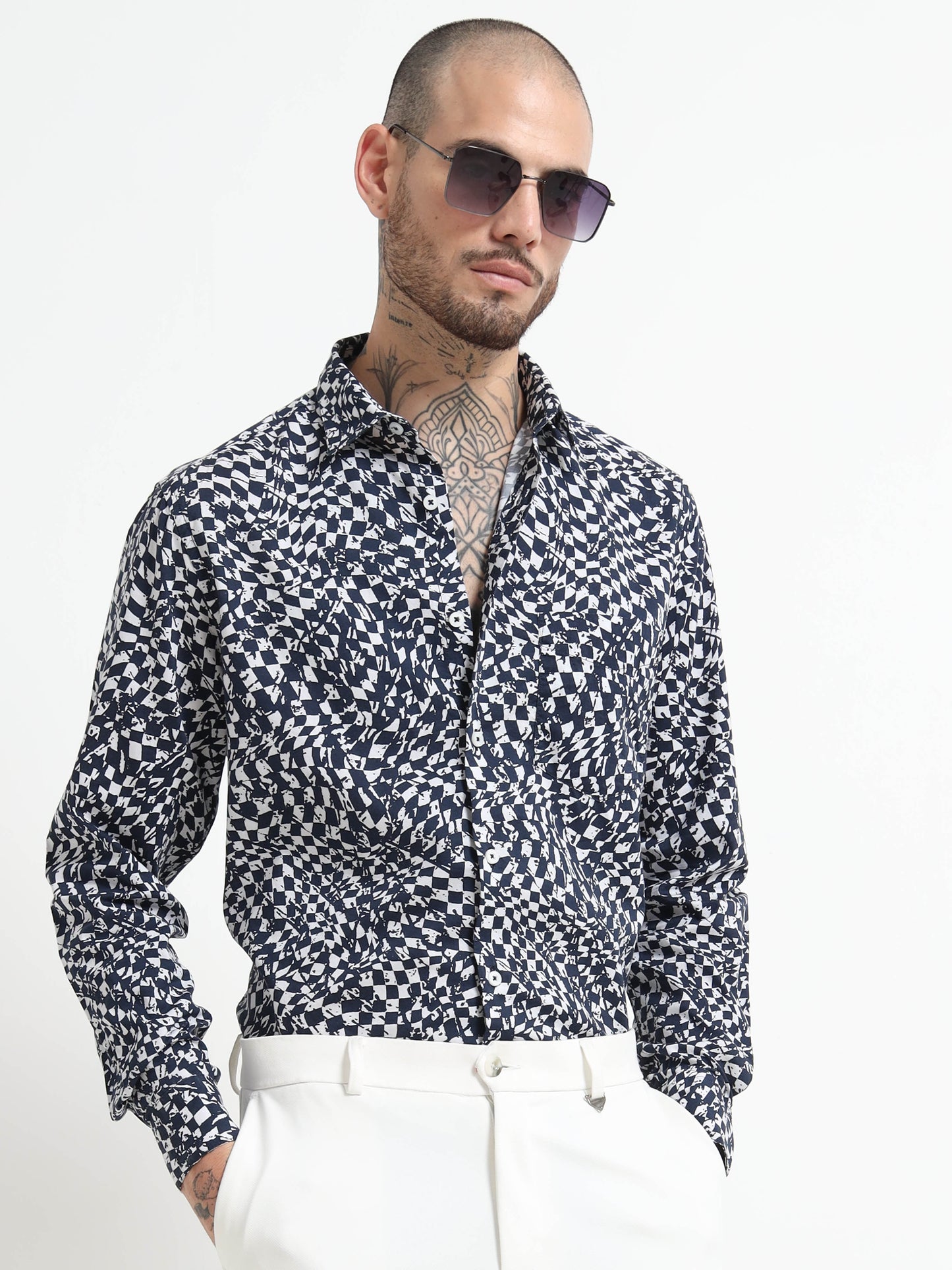 Martin Smith Geometric Print Shirt
