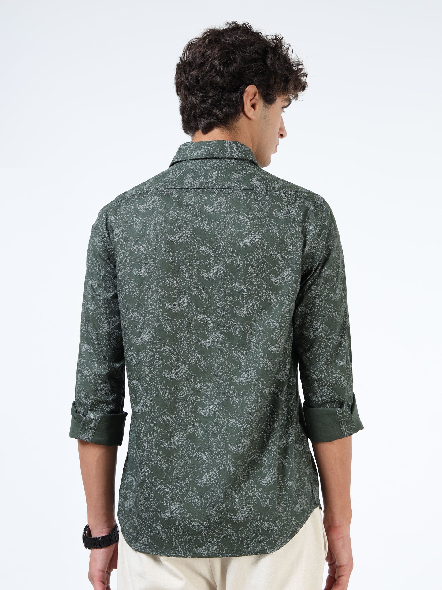 Green Paisley Print Shirt