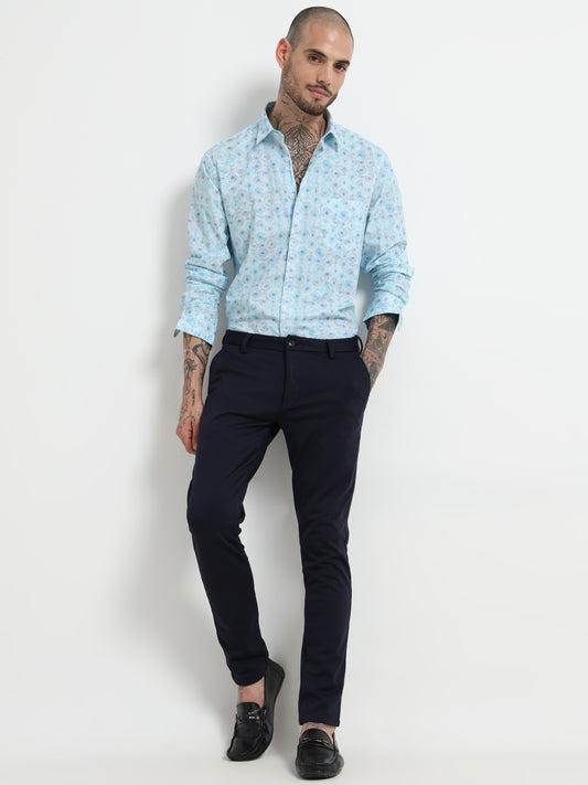 Light Blue Abstract Floral Shirt