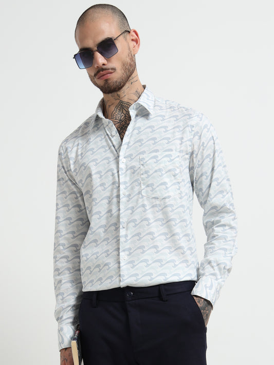Wave Print Cotton Shirt
