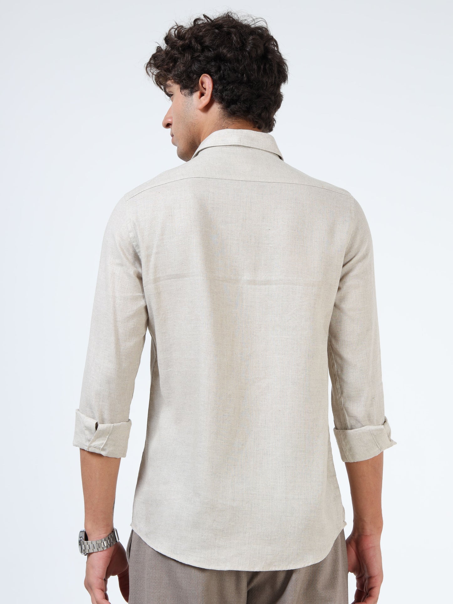 Beige Pure Linen Shirt