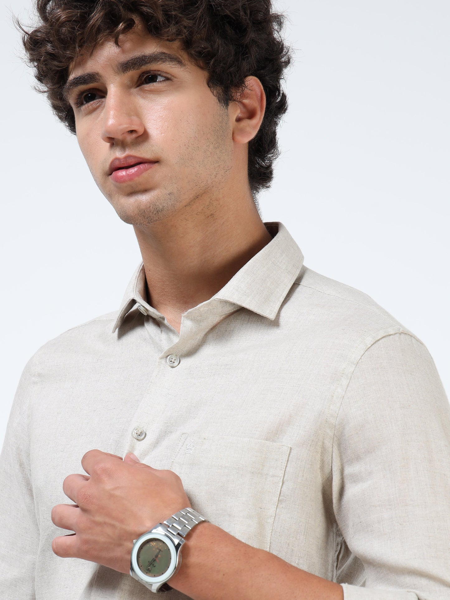 Beige Pure Linen Shirt