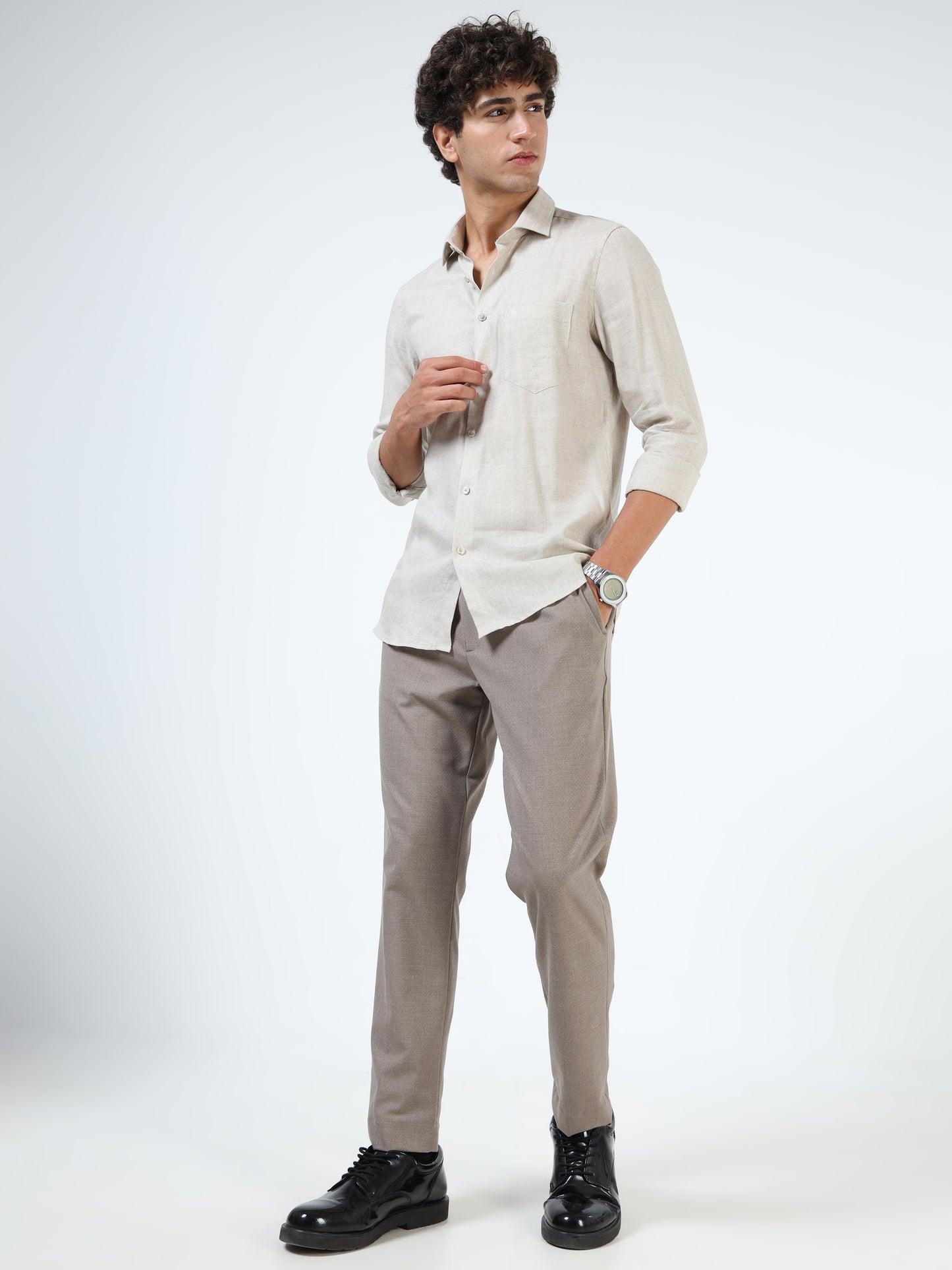 Beige Pure Linen Shirt