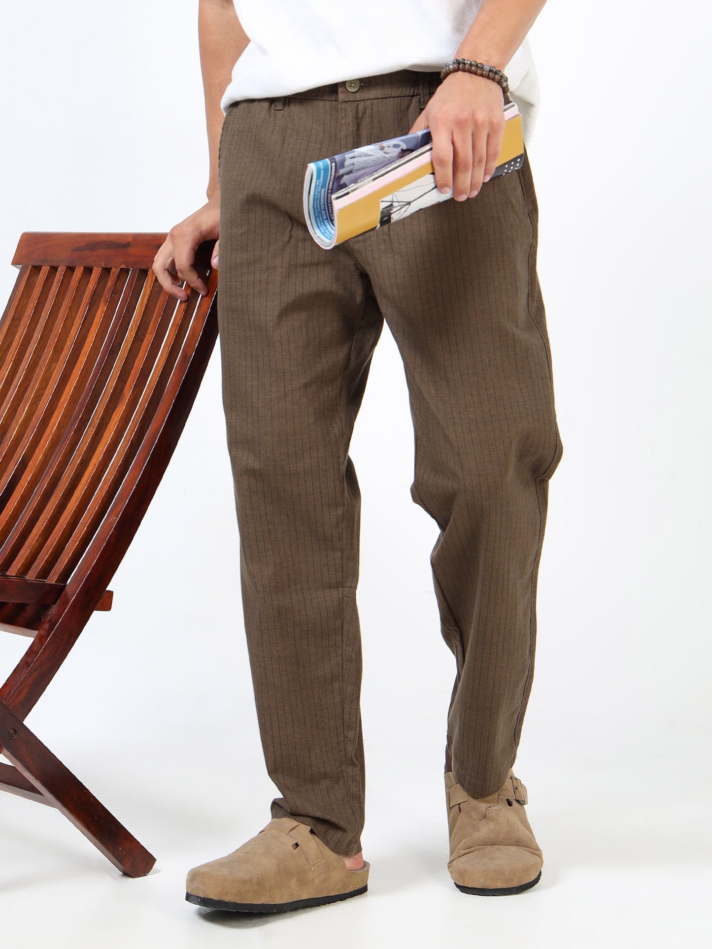 Pinstripe relaxed trousers
