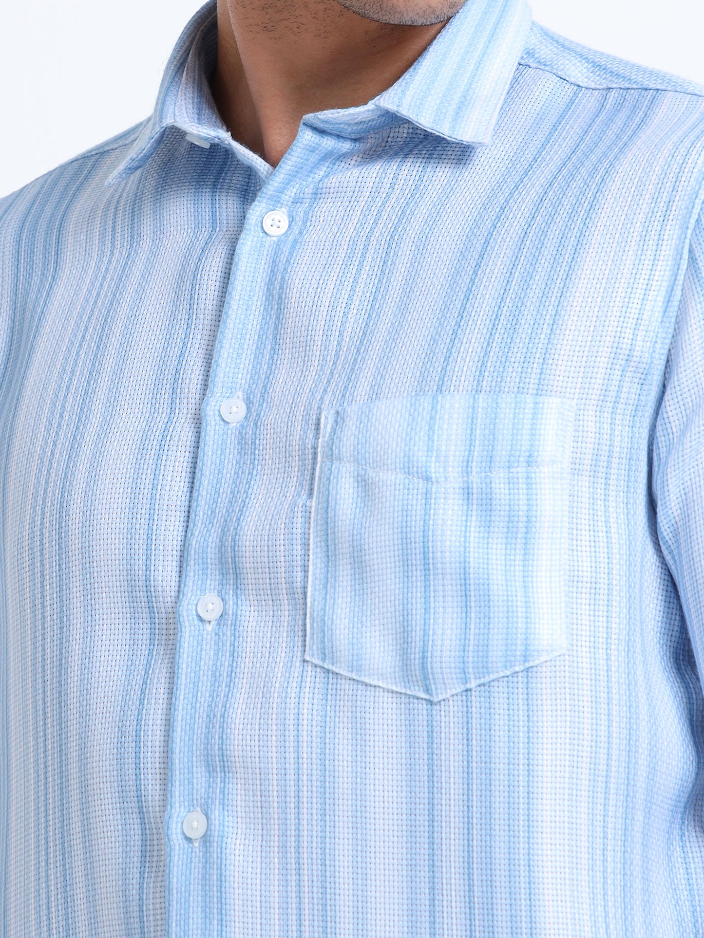 Blue Linen Striped Shirt