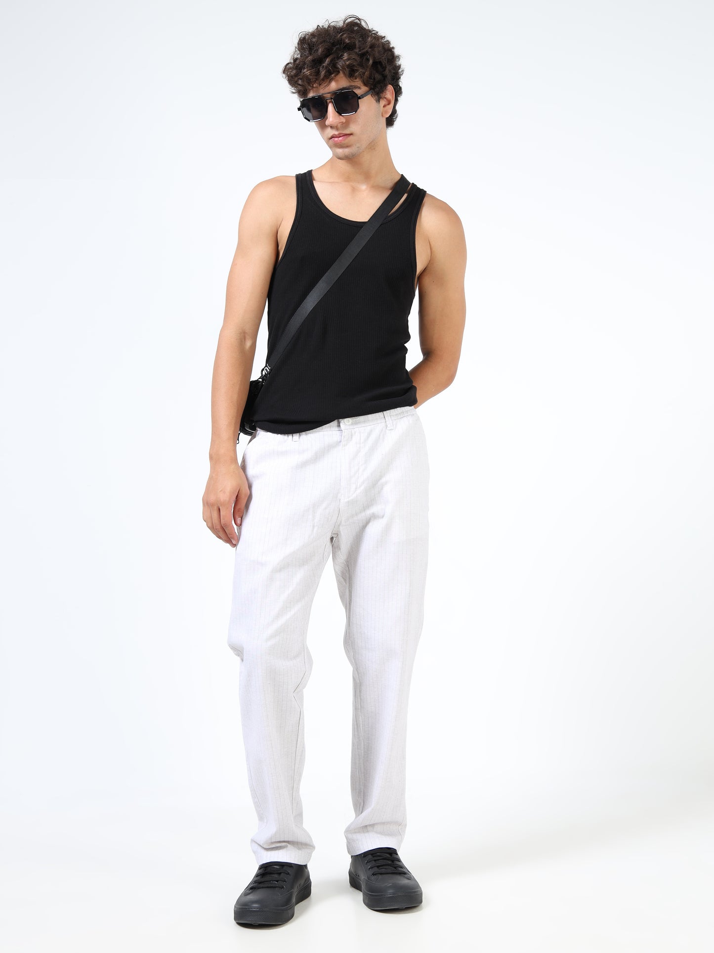 Pinstripe relaxed trousers