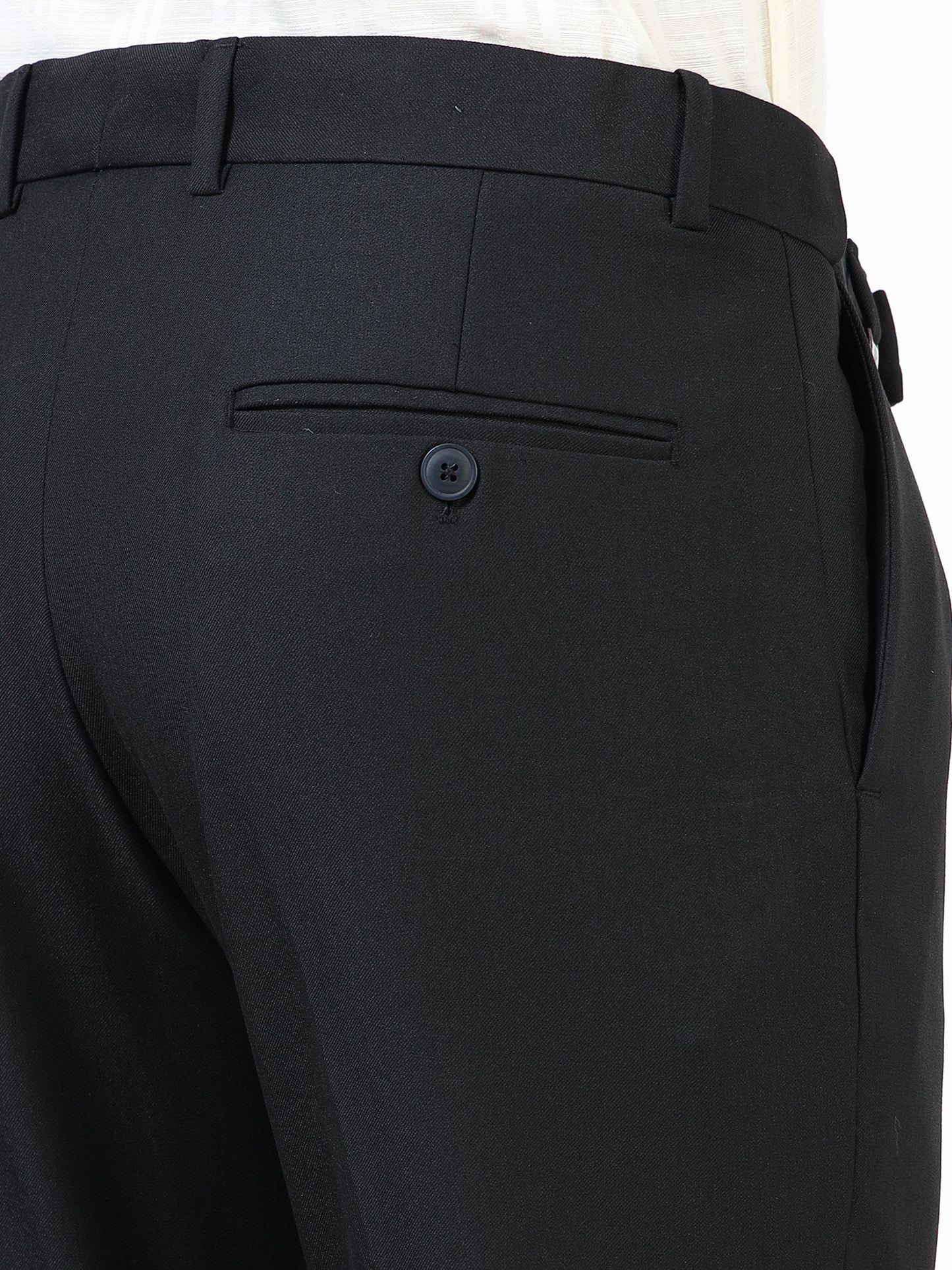 Pinstripe Flexi-waist formal trousers.