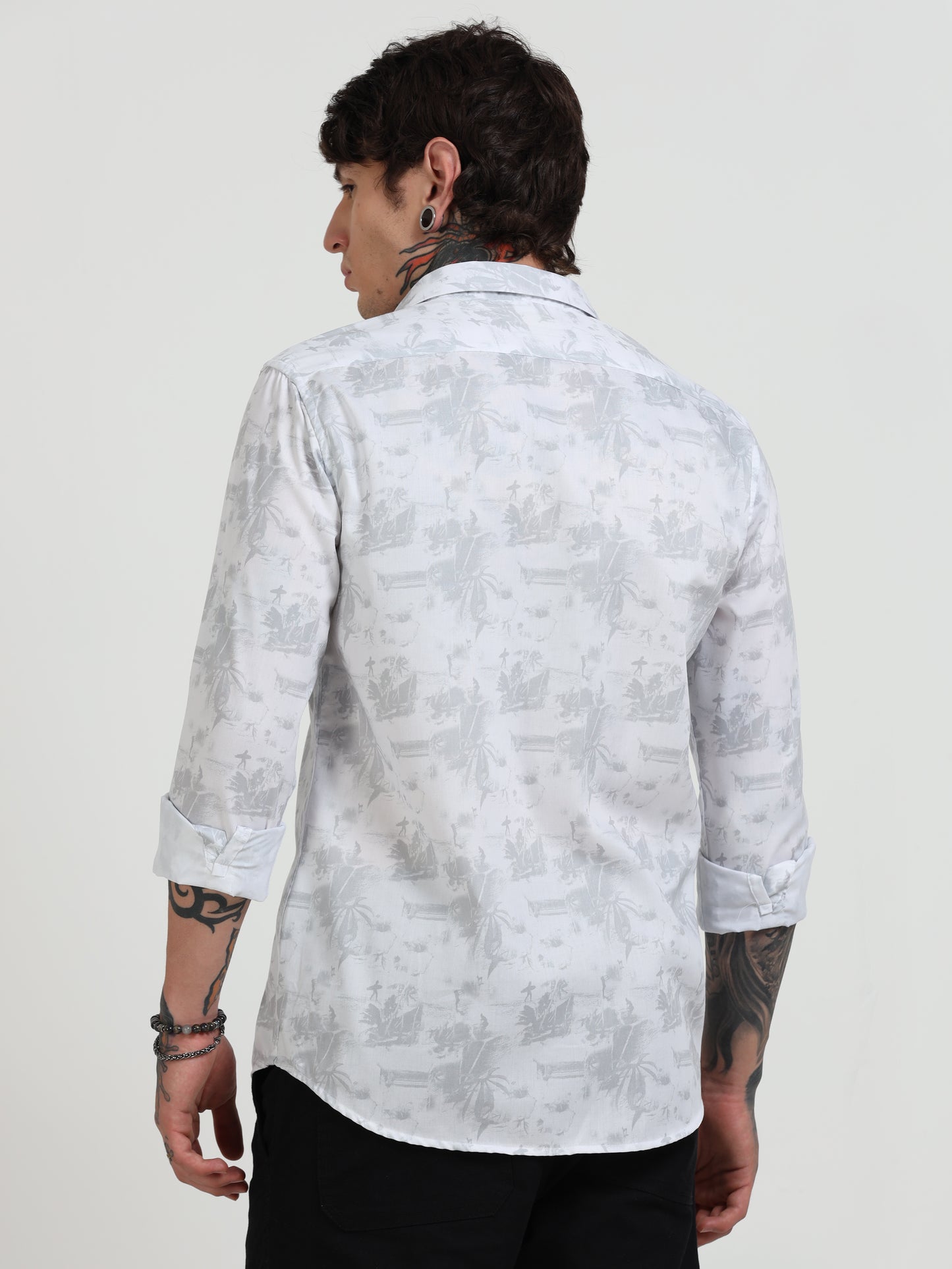 Abstract Print Regular Print Shirt - White