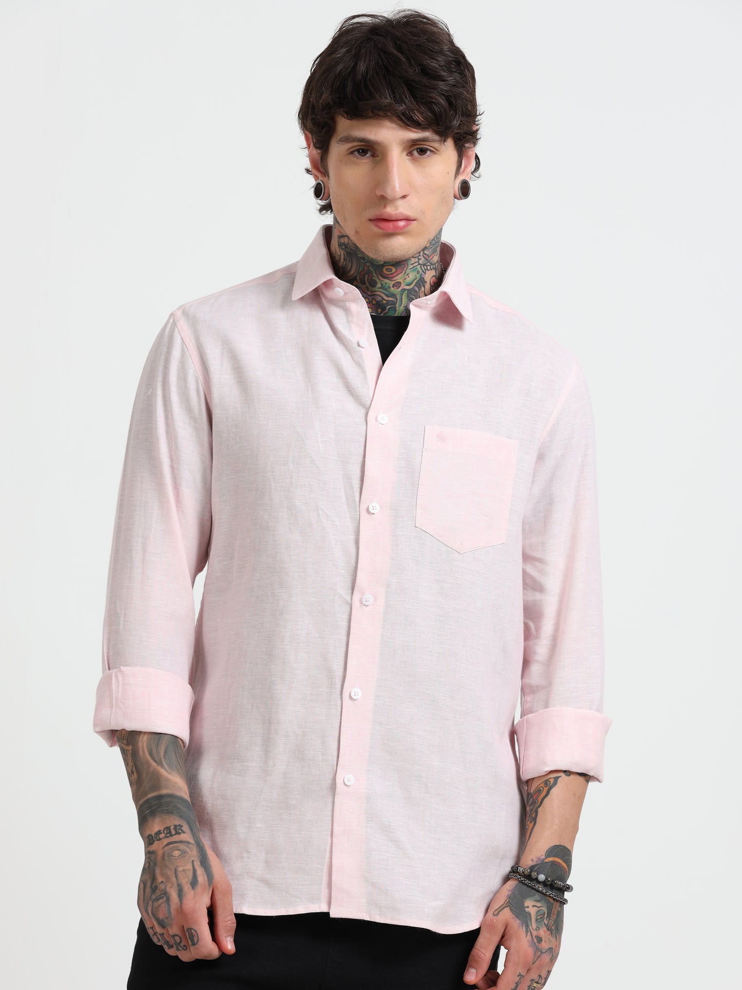 Pink Pure Linen Shirt